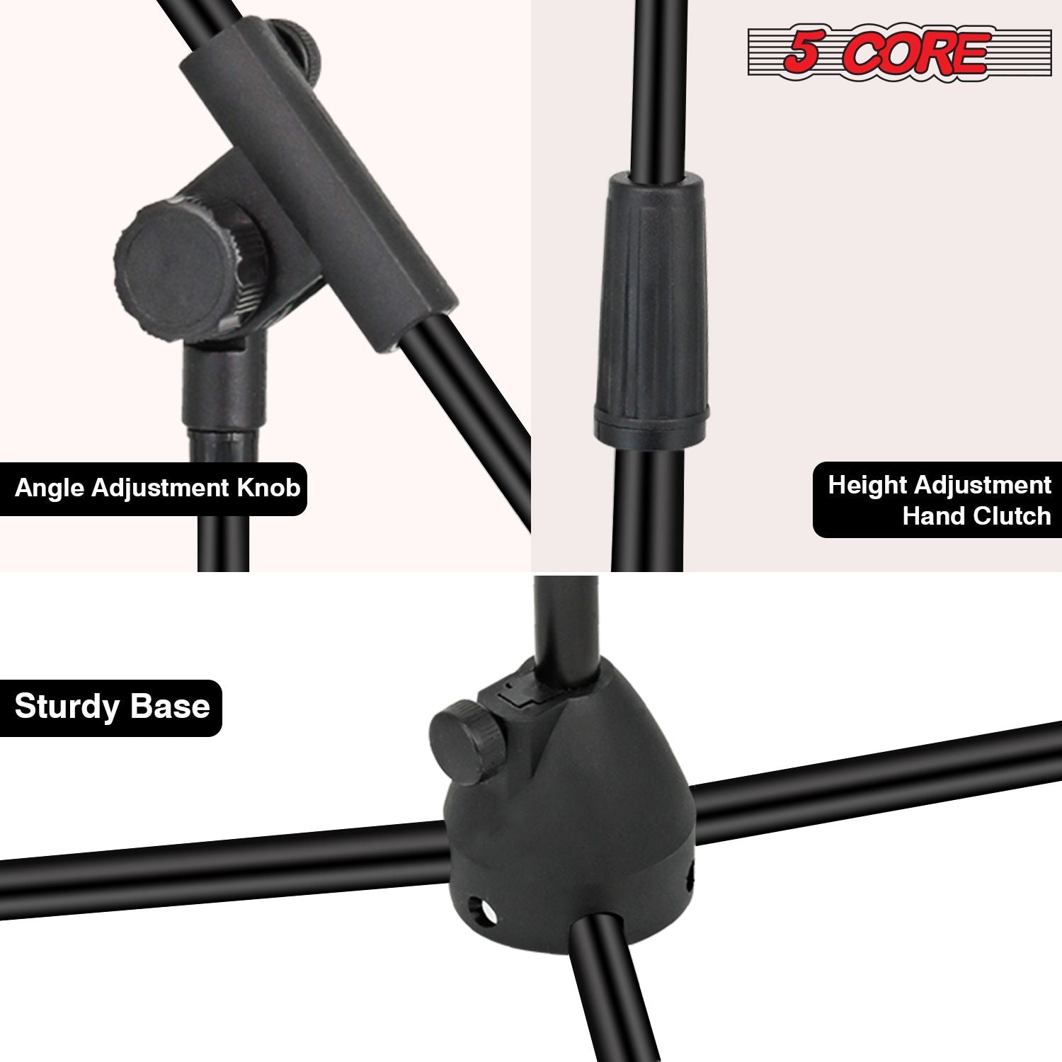 5 Core Tripod Mic Stand Floor 2Pcs Adjustable 18 to 72 Inches Sturdy Boom Arm Holder Microphone Stands Pedestal Para Microfono for Singing