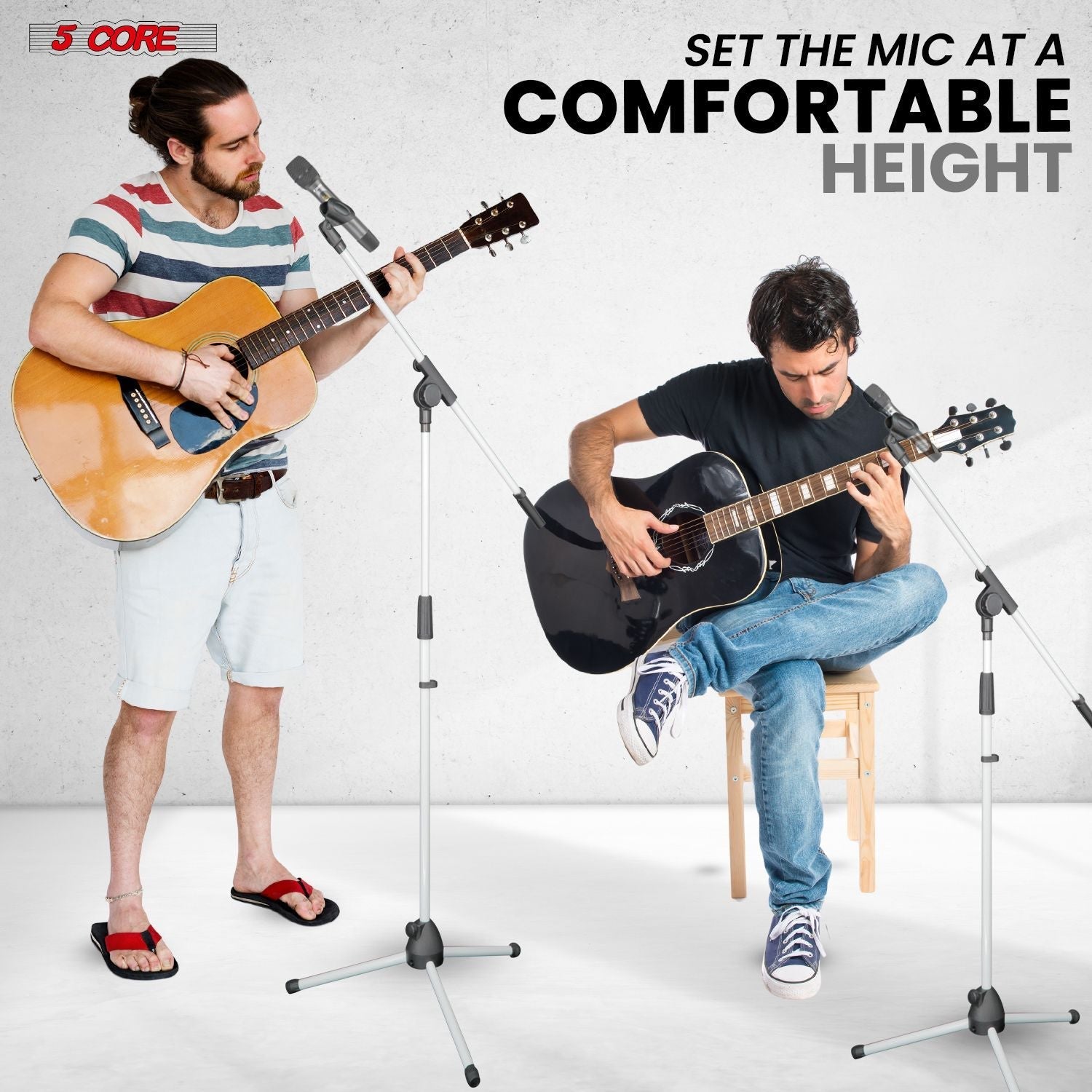 5 Core Tripod Mic Stand Floor 2Pcs Adjustable 18 to 72 Inches Sturdy Boom Arm Holder Microphone Stands Pedestal Para Microfono for Singing