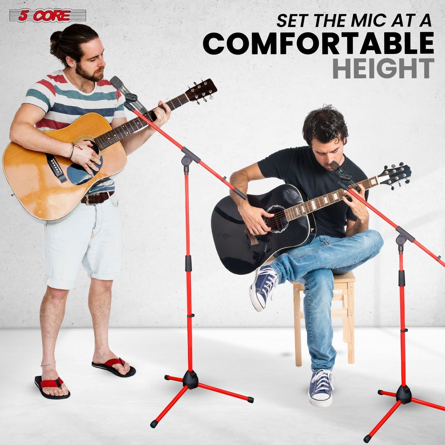 5 Core Tripod Mic Stand Floor 2Pcs Adjustable 18 to 72 Inches Sturdy Boom Arm Holder Microphone Stands Pedestal Para Microfono for Singing