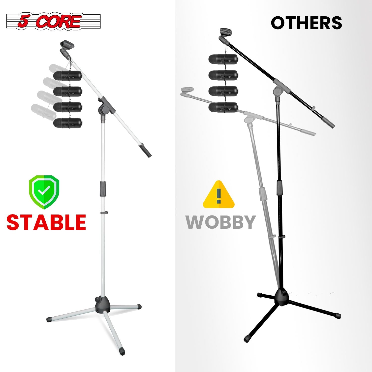 5 Core Tripod Mic Stand Floor 2Pcs Adjustable 18 to 72 Inches Sturdy Boom Arm Holder Microphone Stands Pedestal Para Microfono for Singing