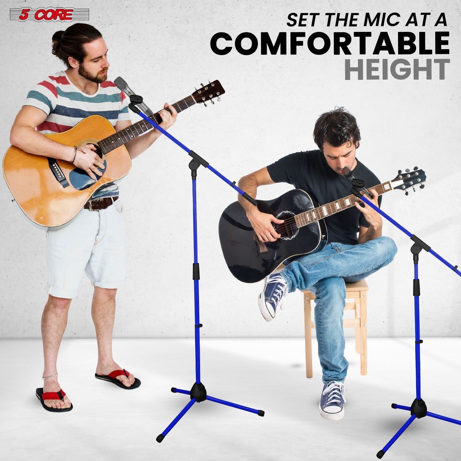 5 Core Tripod Mic Stand Floor 2Pcs Adjustable 18 to 72 Inches Sturdy Boom Arm Holder Microphone Stands Pedestal Para Microfono for Singing