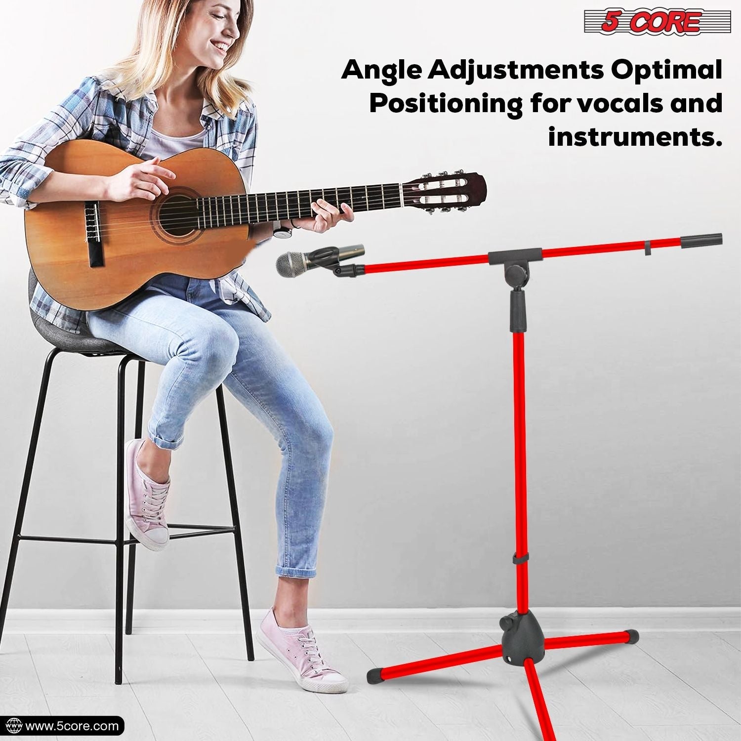 5 Core Tripod Mic Stand Floor 2Pcs Adjustable 18 to 72 Inches Sturdy Boom Arm Holder Microphone Stands Pedestal Para Microfono for Singing