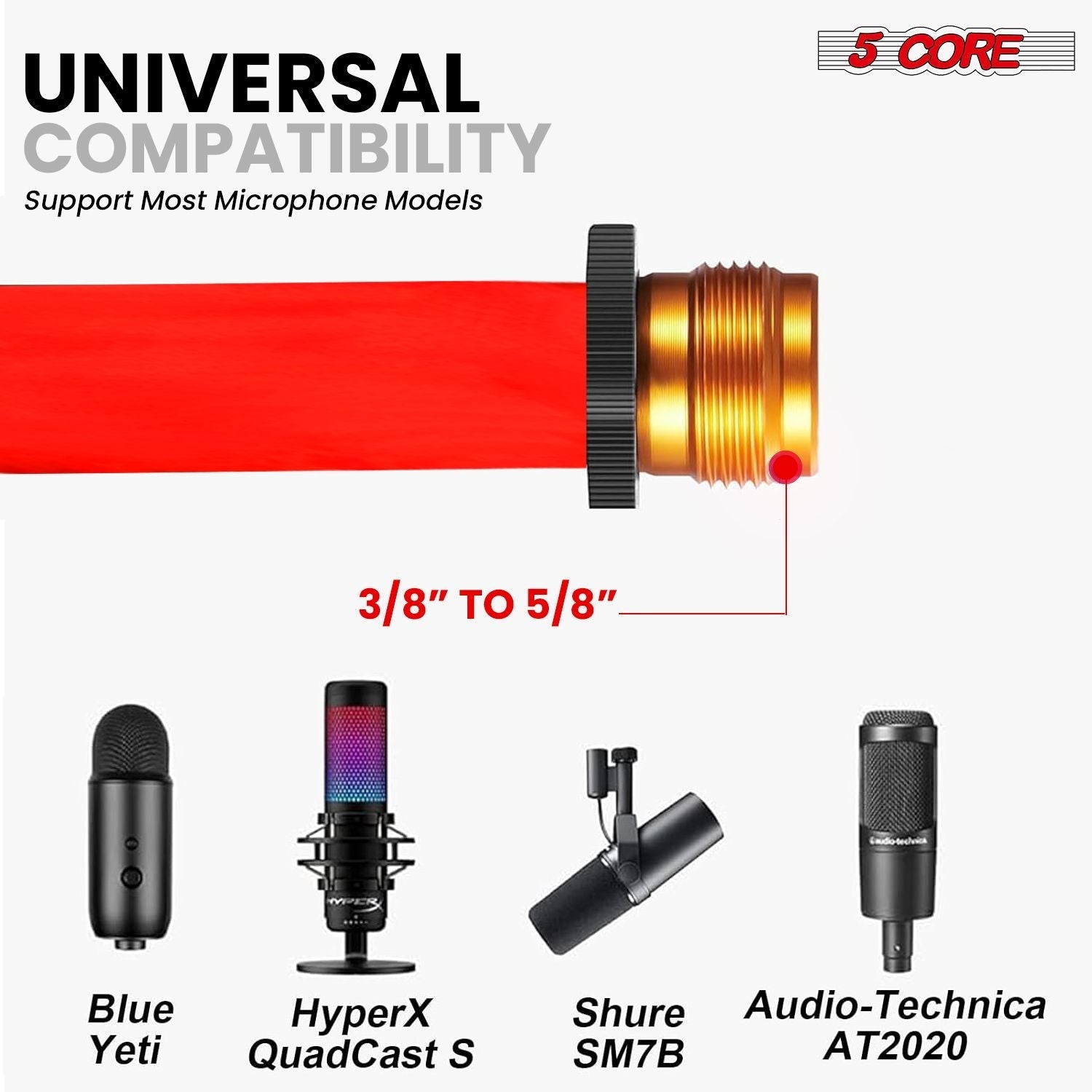 5 Core Tripod Mic Stand Floor 4Pcs Adjustable 18 to 72 Inches Sturdy Boom Arm Holder Microphone Stands Pedestal Para Microfono for Singing