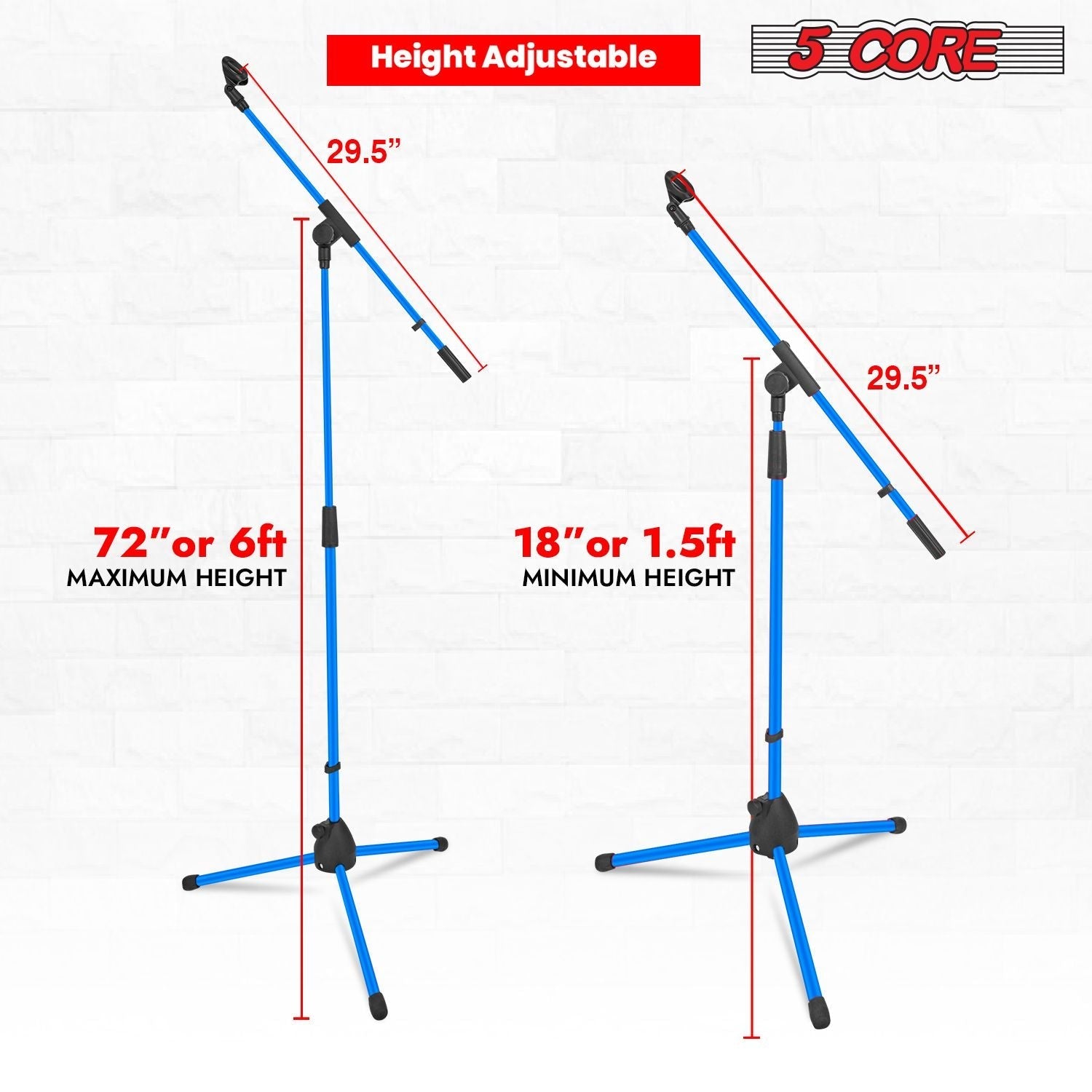 5 Core Tripod Mic Stand Floor 4Pcs Adjustable 18 to 72 Inches Sturdy Boom Arm Holder Microphone Stands Pedestal Para Microfono for Singing