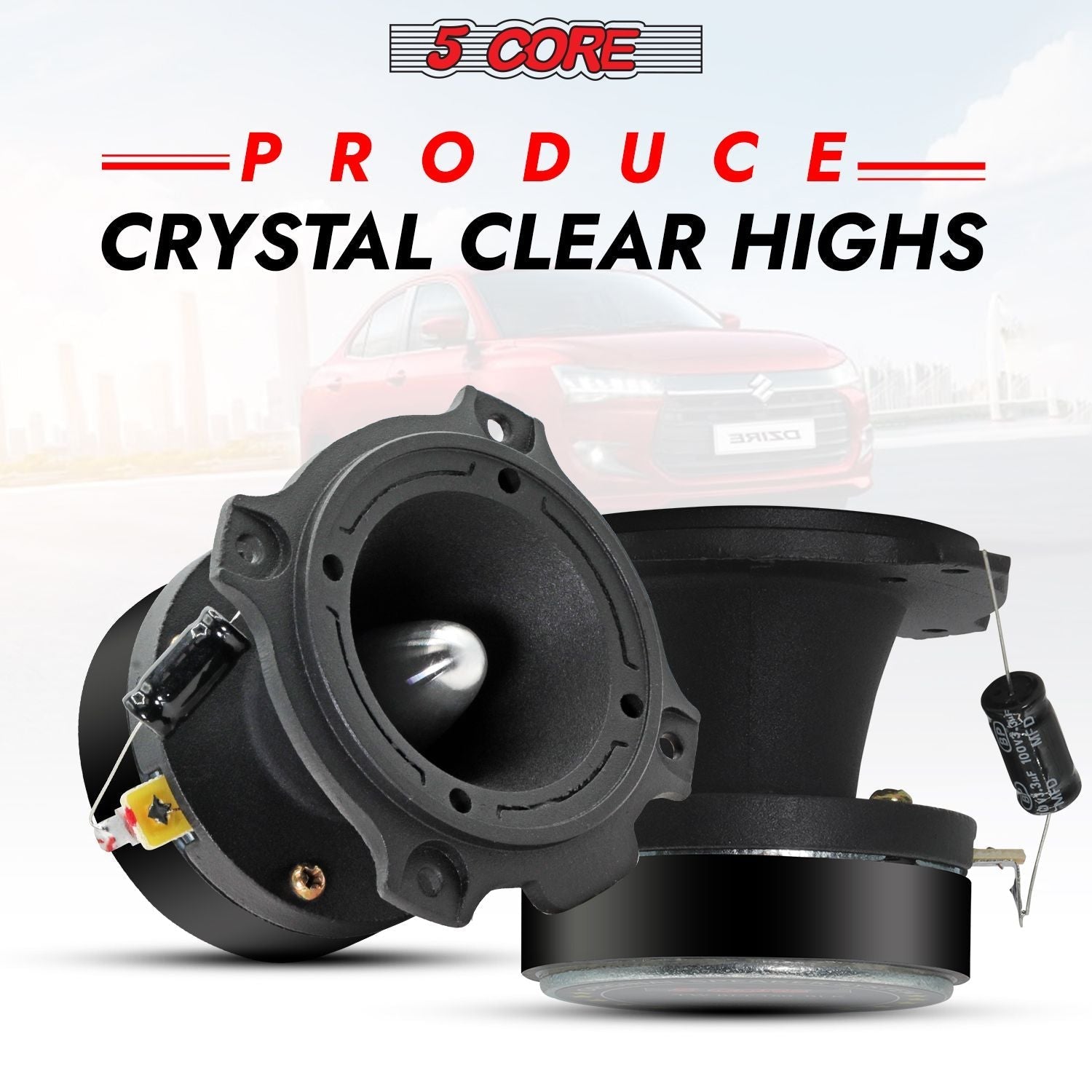 5 Core Tweeters Speakers Car Audio Pair 600W Combined Peak 4 Ohm 3.5 Inch Aluminum Super Bullet Tuiters Para Sonido Para Carro - TW BLT 180 BLK PAIR