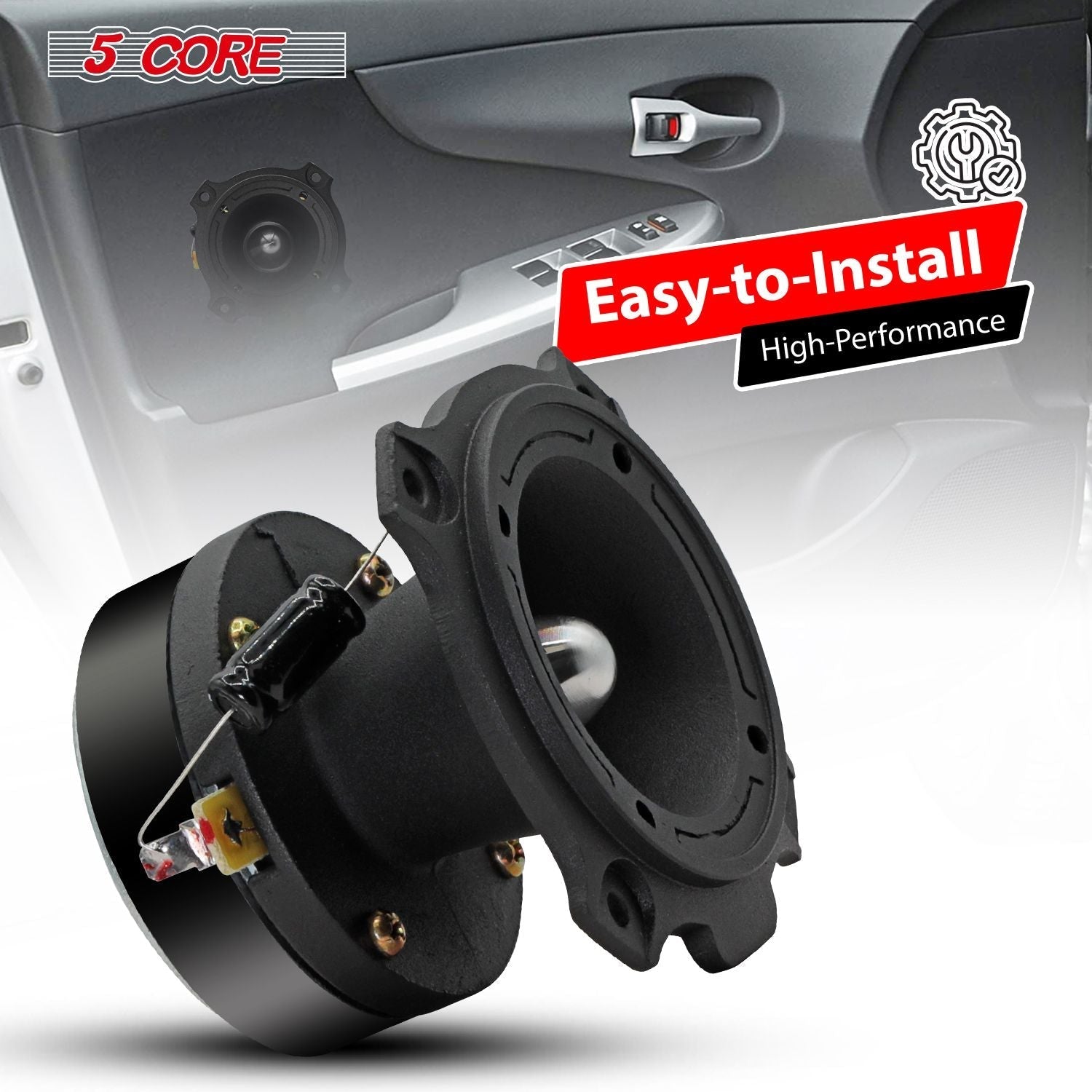 5 Core Tweeters Speakers Car Audio Pair 600W Combined Peak 4 Ohm 3.5 Inch Aluminum Super Bullet Tuiters Para Sonido Para Carro - TW BLT 180 BLK PAIR