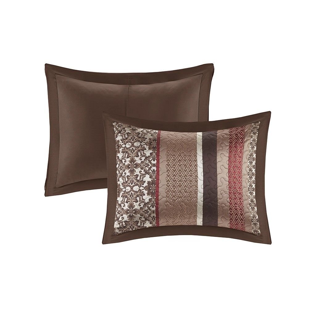 5 Piece Reversible Jacquard Bedspread Set Red King