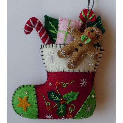 5" Red Stocking w/Gifts & Gingerbread
