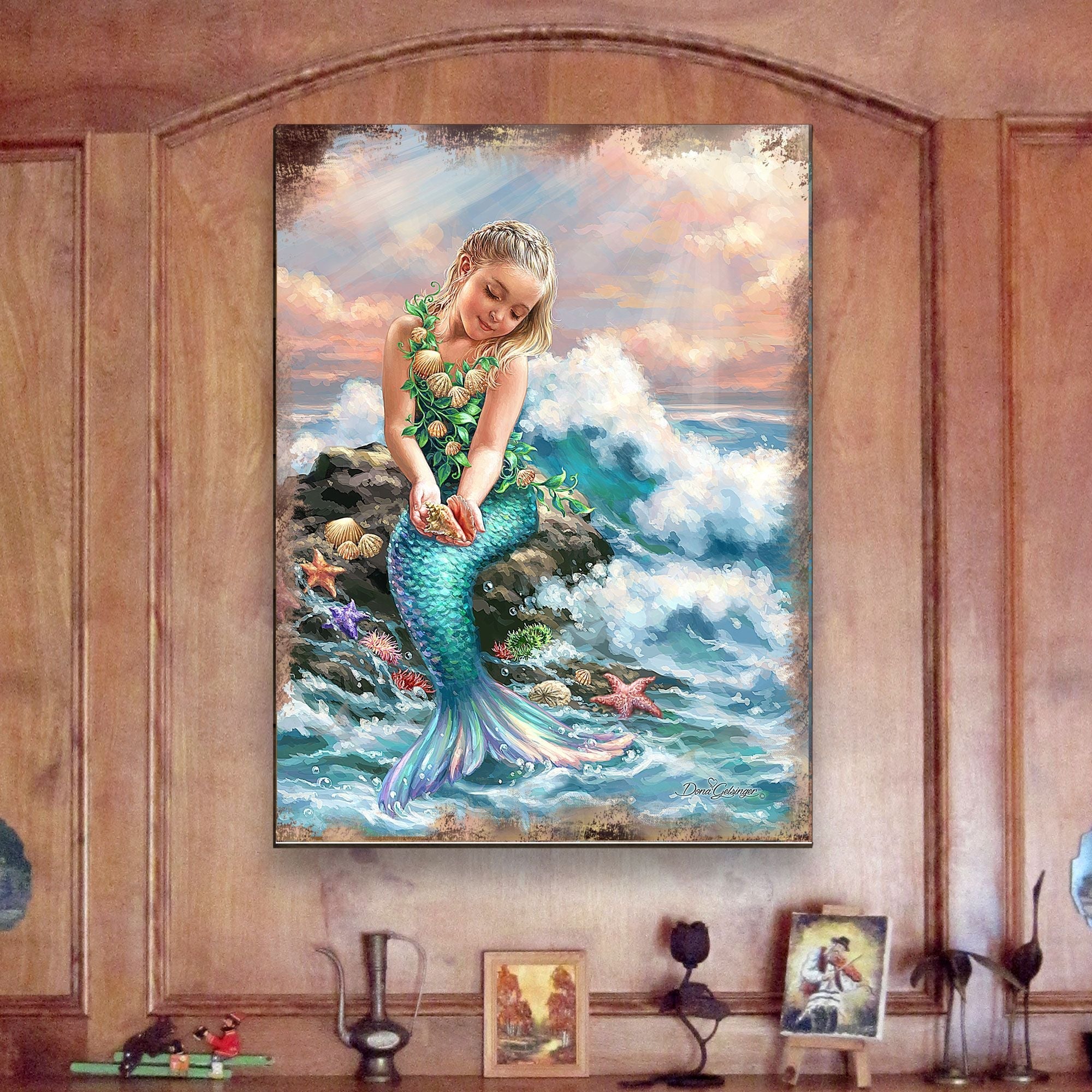 Princess of The Sea Wooden Coastal Wall Art by D. Gelsinger - Coastal Holiday Decor - 95652B-1611