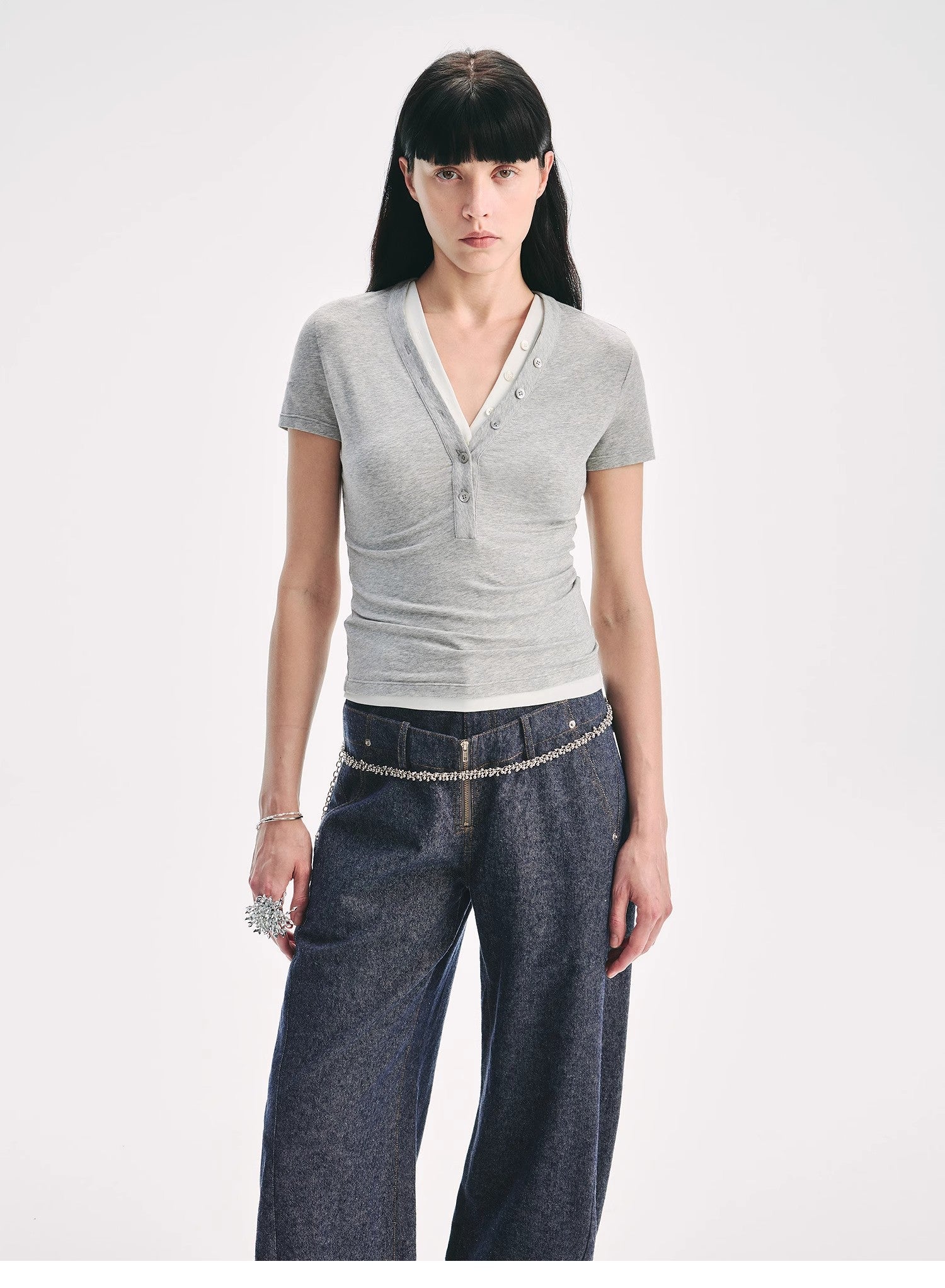 FireladyFur Brand Slim Fit Tencel Wool Women's Slim Fit Henley T-Shirts Short/Long Sleeve V-Neck Button Knitted Bottoming Basic Tops"Pure Fashion"-1
