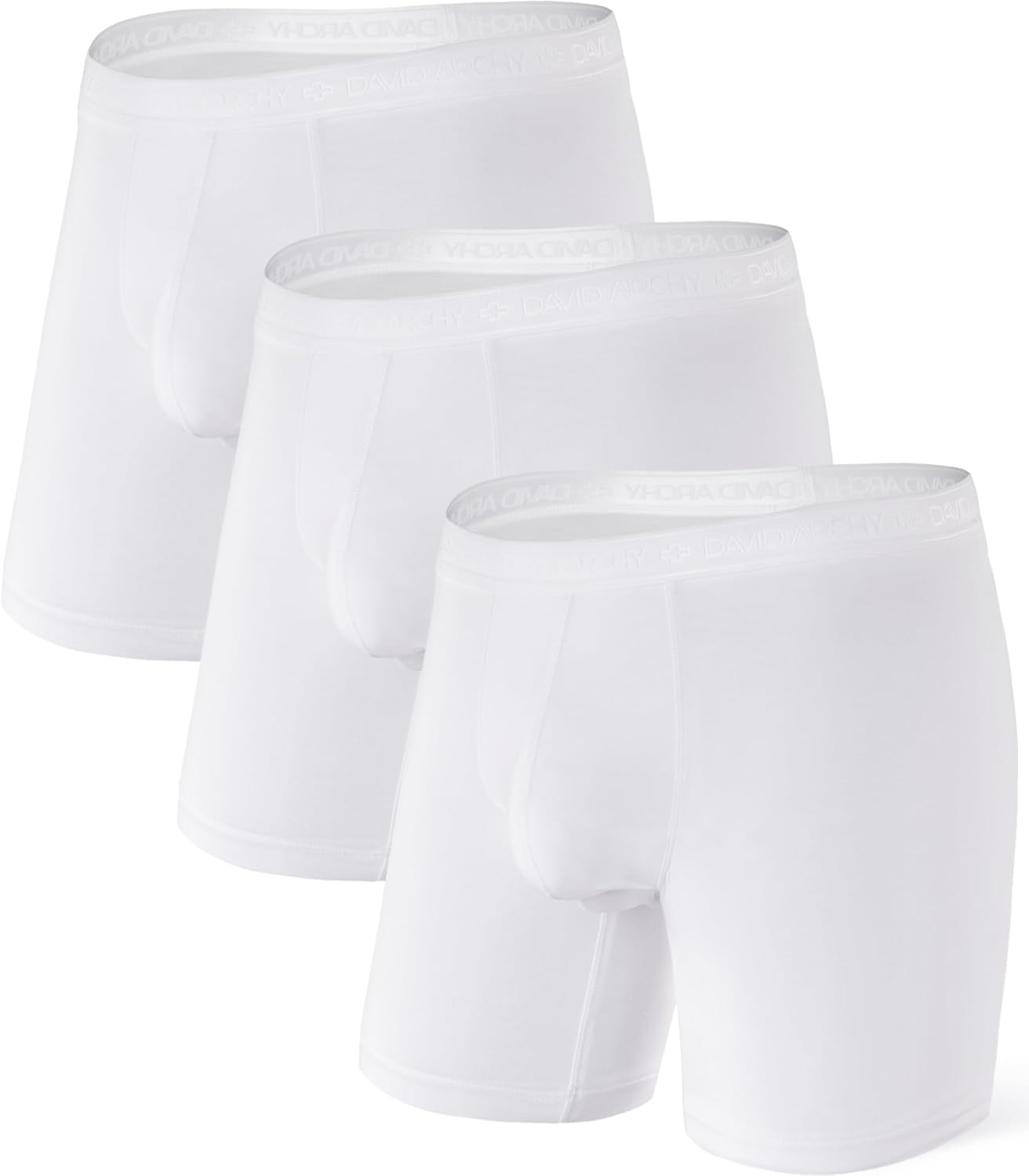 DAVID ARCHY Men's Underwear Ultra Soft Modal Dual Pouch Trunks Ball Pouch Bulge Enhancing Boxer Briefs for Men 3 or 4 Pack