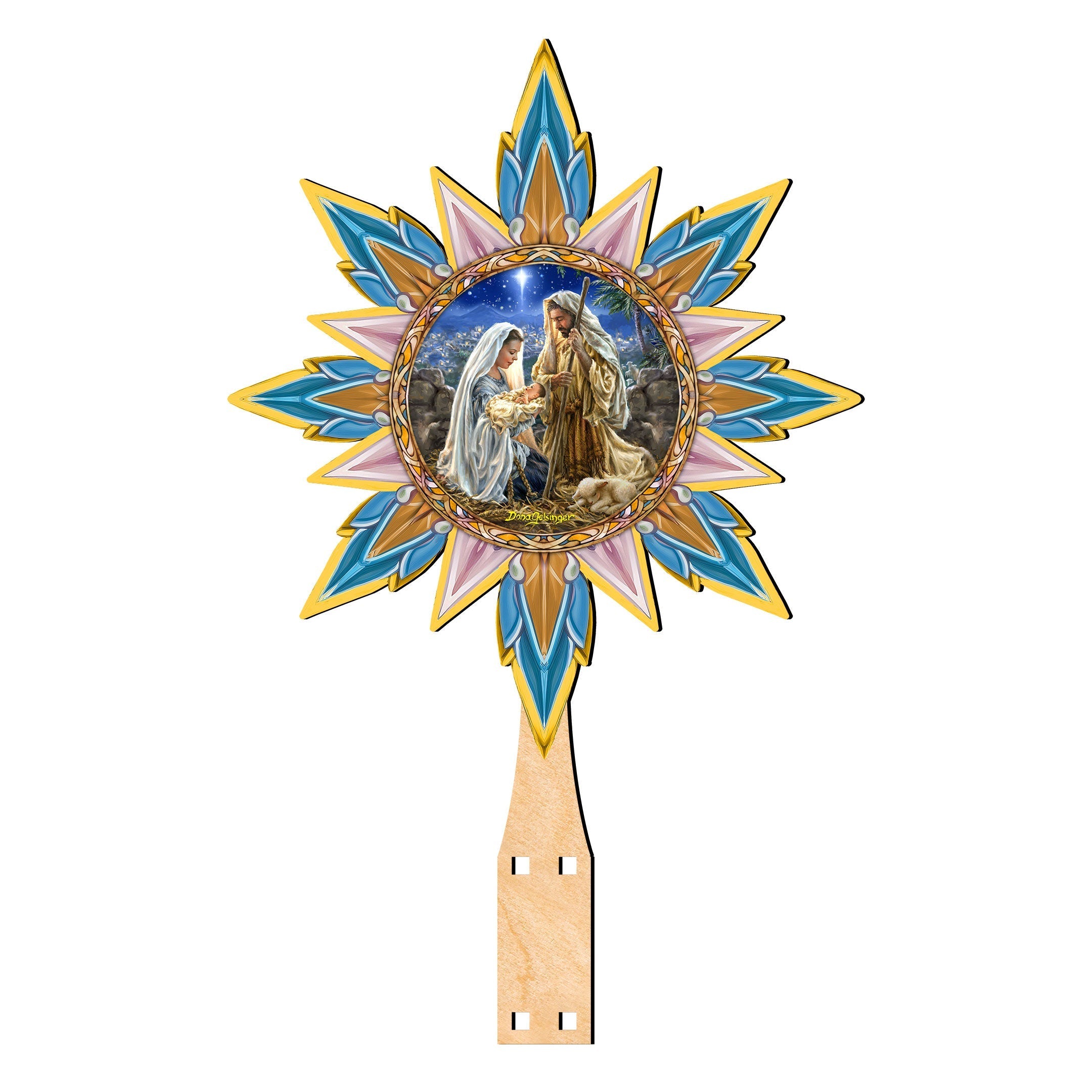 Glory to God Star Tree Topper Wooden Decor by D. Gelsinger - Nativity Holiday Decor - 89517-DG