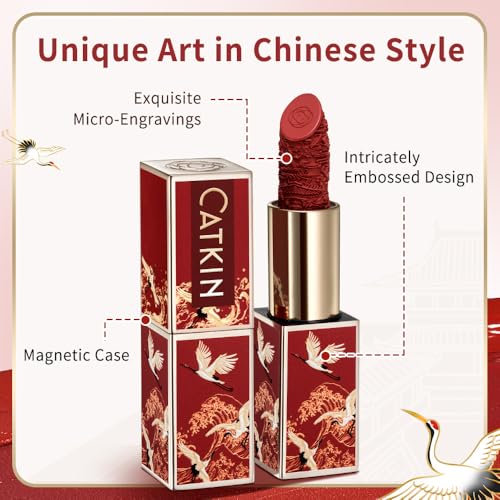Catkin Lipstick 3pcs Set for Women, Full Coverage Shimmer Glow Finish, Long Lasting Weightless with Hydrating Creamy Texture 04