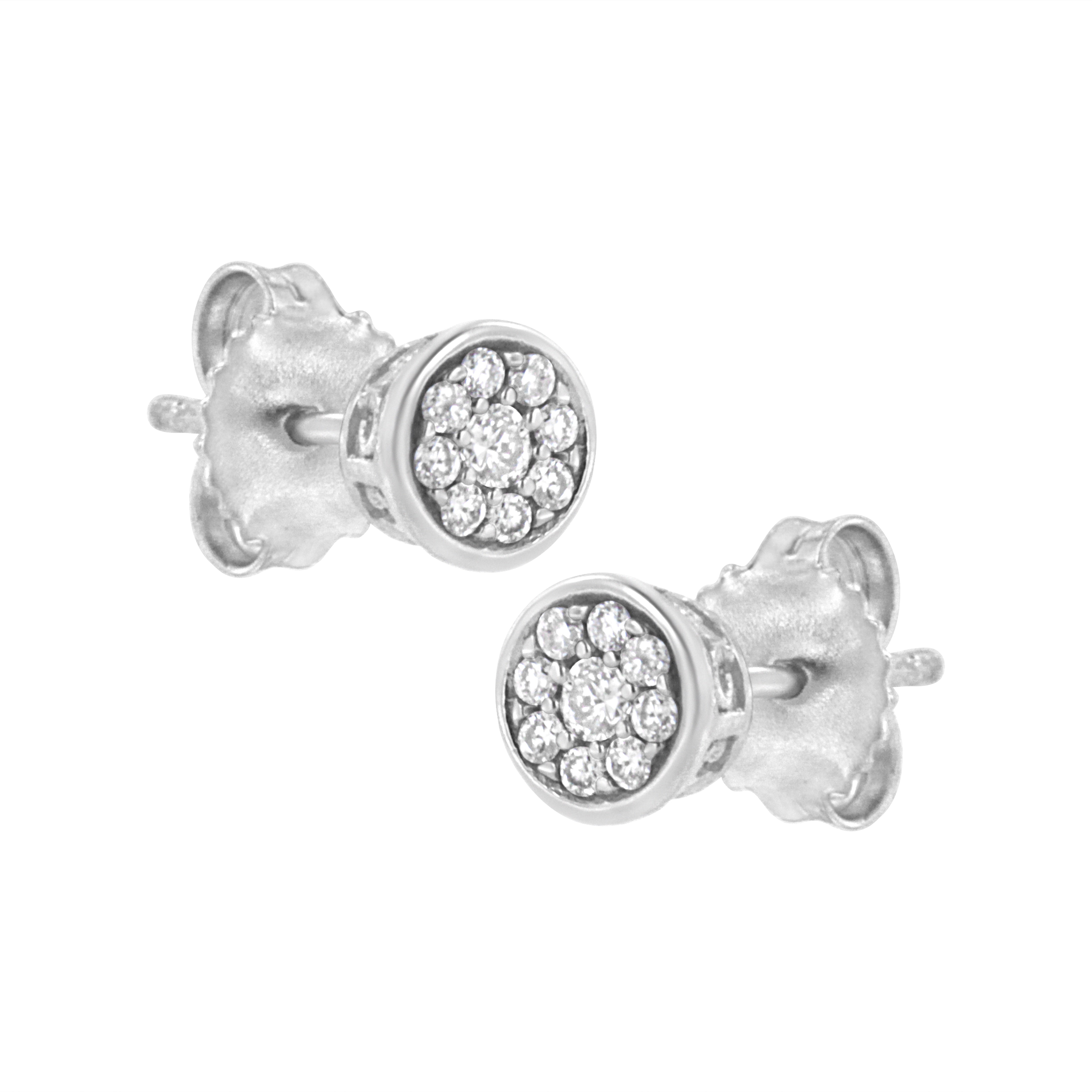 .925 Sterling Silver 1/3 Cttw Lab Grown Diamond Floral Cluster Stud Earring (F-G Color, Vs2-Si1 Clarity)