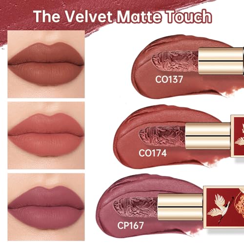 Catkin Lipstick 3pcs Set for Women, Full Coverage Shimmer Glow Finish, Long Lasting Weightless with Hydrating Creamy Texture 04