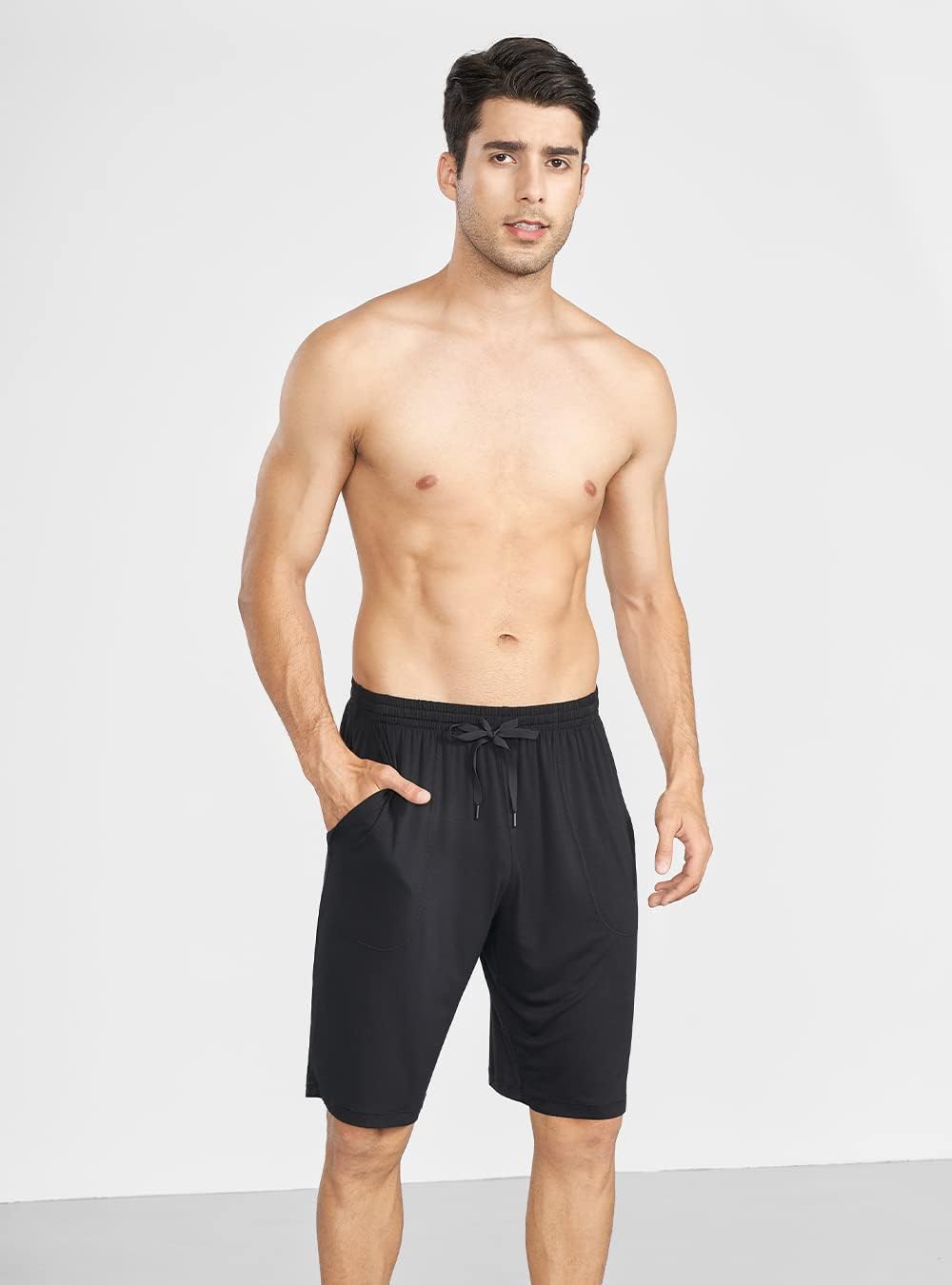 DAVID ARCHY Mens Pajama Shorts Bamboo Rayon Sleep Shorts Soft Comfy Breathable Lounge Pants with Pockets 2 Pack