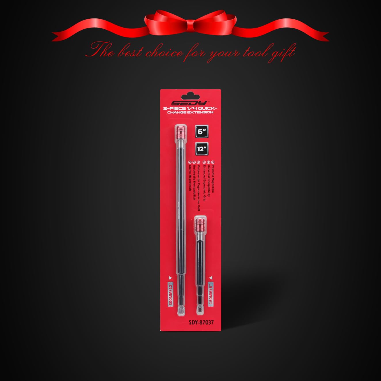 5-Piece 2", 4", 6", 12", 17" Extra Long Magnetic Screwdriver Bit Holders, 1/4 Inch Hex Shank Quick Release Extension Adapter, Durable CR-V Steel, Universal Fit for Impact Driver Bits