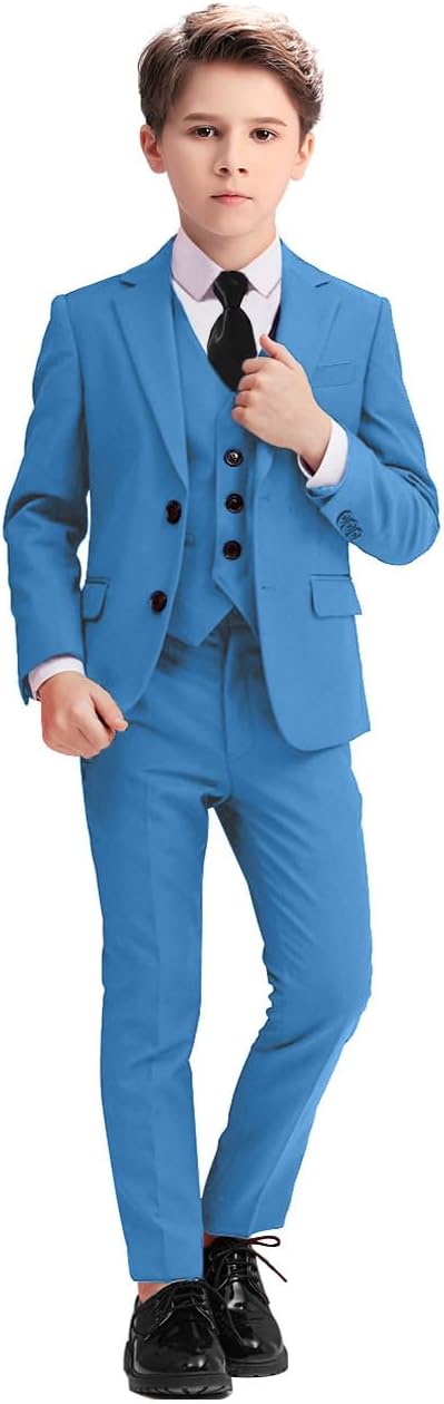 Boys Suits 5 Piece Slim Fit Suit for Kids Formal Ring Bearer Suits