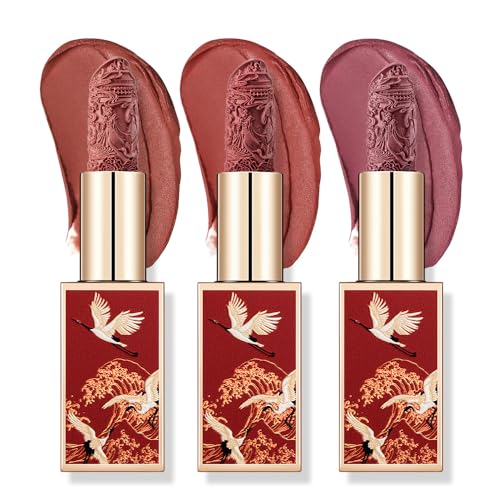 Catkin Lipstick 3pcs Set for Women, Full Coverage Shimmer Glow Finish, Long Lasting Weightless with Hydrating Creamy Texture 04