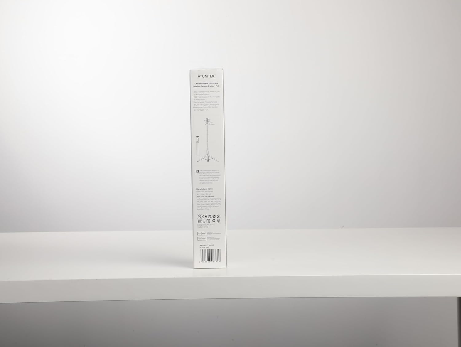 ATUMTEK 55" Selfie Stick Tripod, All-in-one Extendable Aluminum Phone Tripod with Rechargeable Bluetooth Remote for iPhone and More, Fitting 4.7-7 inch Smartphones, Pink