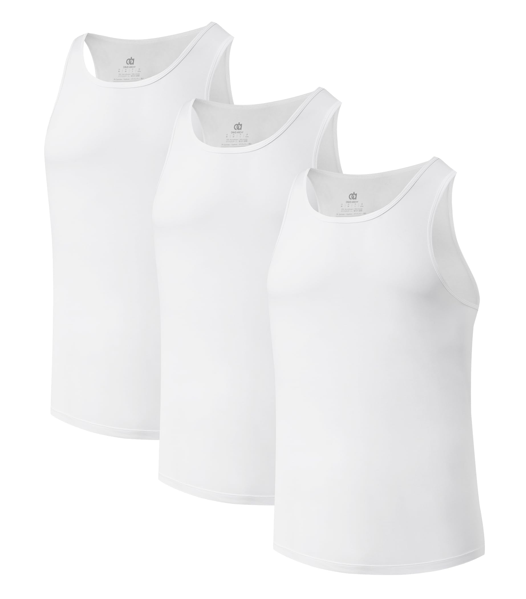 DAVID ARCHY Men's Tank Top Undershirt Micro Modal Undershirts Moisture-Wicking Tank A-Shirt for Men, 3-Pack