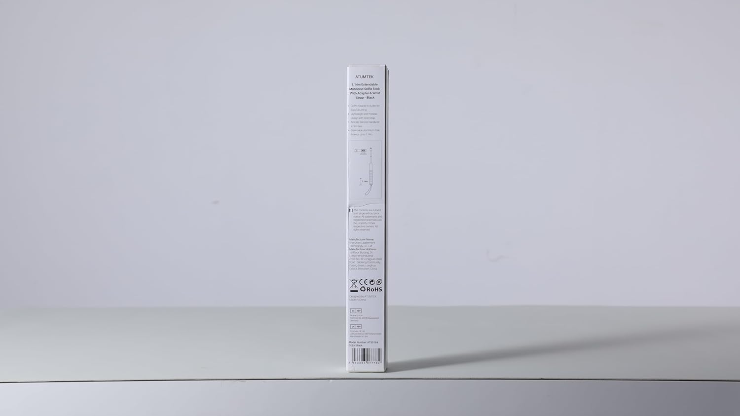 ATUMTEK 45" Invisible Selfie Stick, 1/4" Extended Monopod Pole, Solid and Compact Design for Insta360, for GoPro, DJI, Action Camera (Buckle Mount for GoPro and Wrist Strap Included)