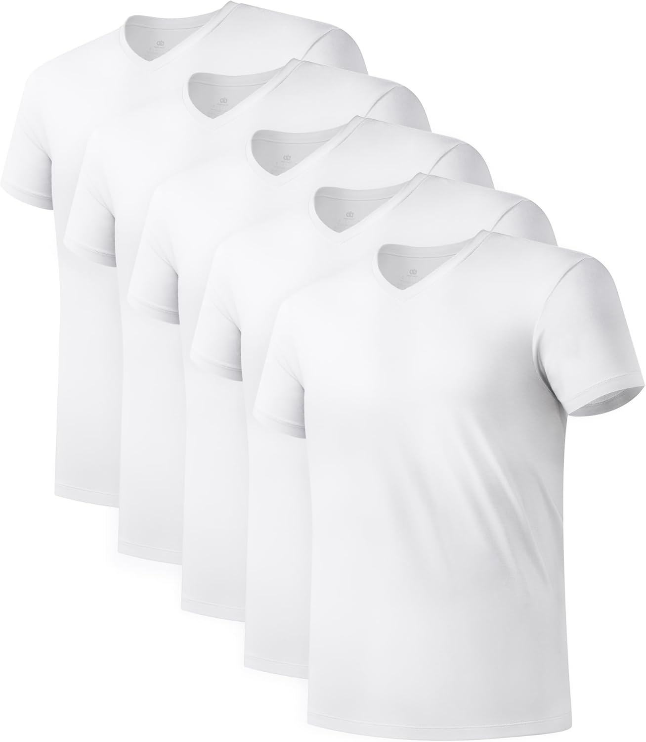 DAVID ARCHY Men's Undershirt Bamboo Rayon Moisture-Wicking V-Neck T-Shirts Stretch Tees for Men, 3 or 5 Pack