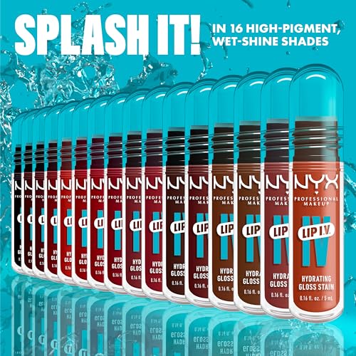 NYX PROFESSIONAL MAKEUP Lip IV Hydrating Glossy Lip Stain with 12HR Hydration - Drippin In Rose (Pink)