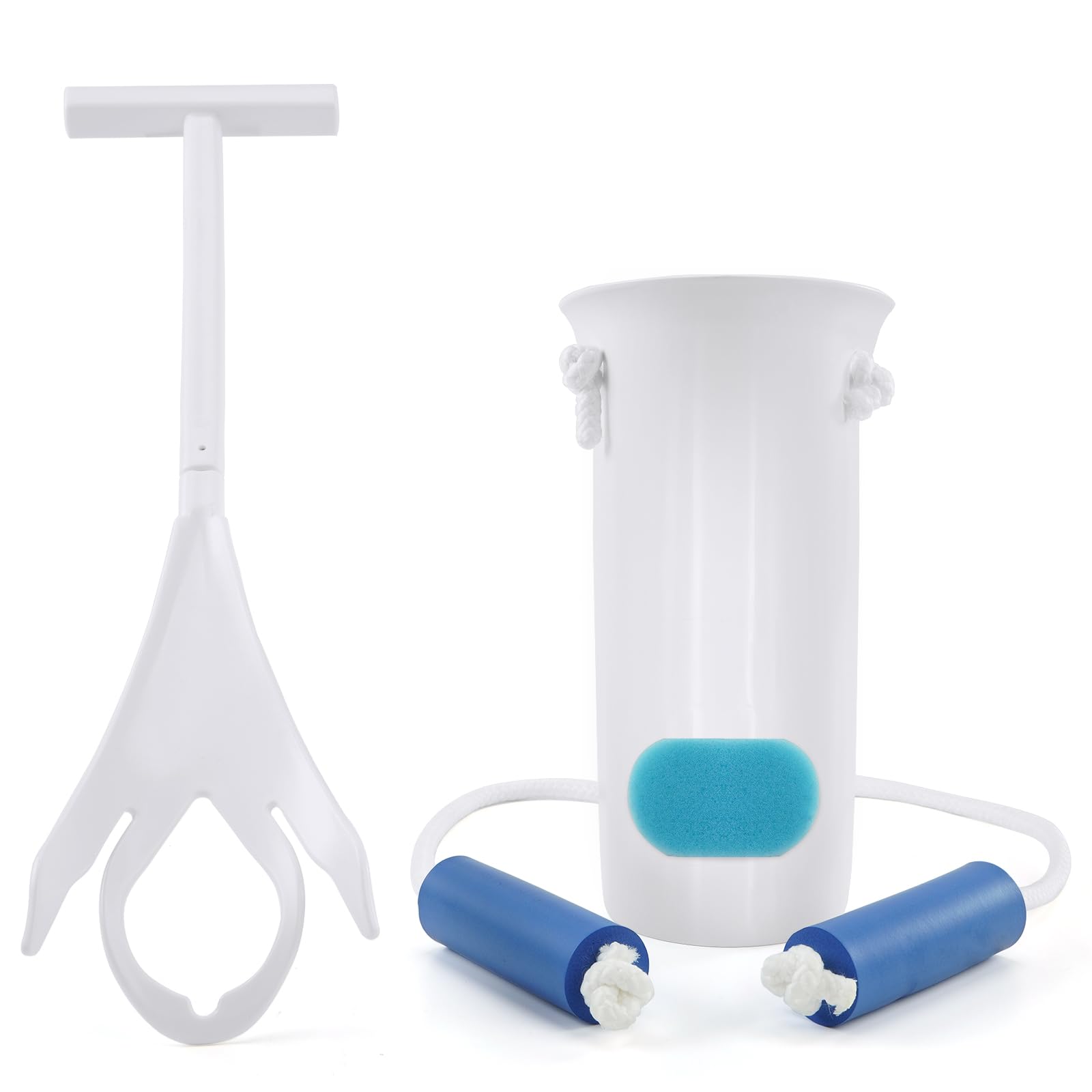 Jellas Sock Aid Kit, Flexible Sock Aid Device with Long Rope - Sock Puller aid Easy on and Off Device for Putting On and Removing Socks or Stockings, Sock Helper for Independence and Comfort (White)