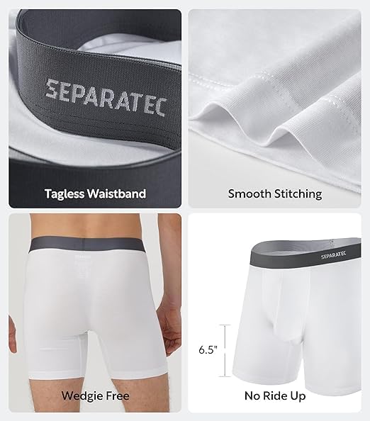 Separatec Mens Underwear with Pouch Moisture Wicking Rayon Made From Bamboo Underwear Men Breathable Boxer Briefs 3 or 6 Pack