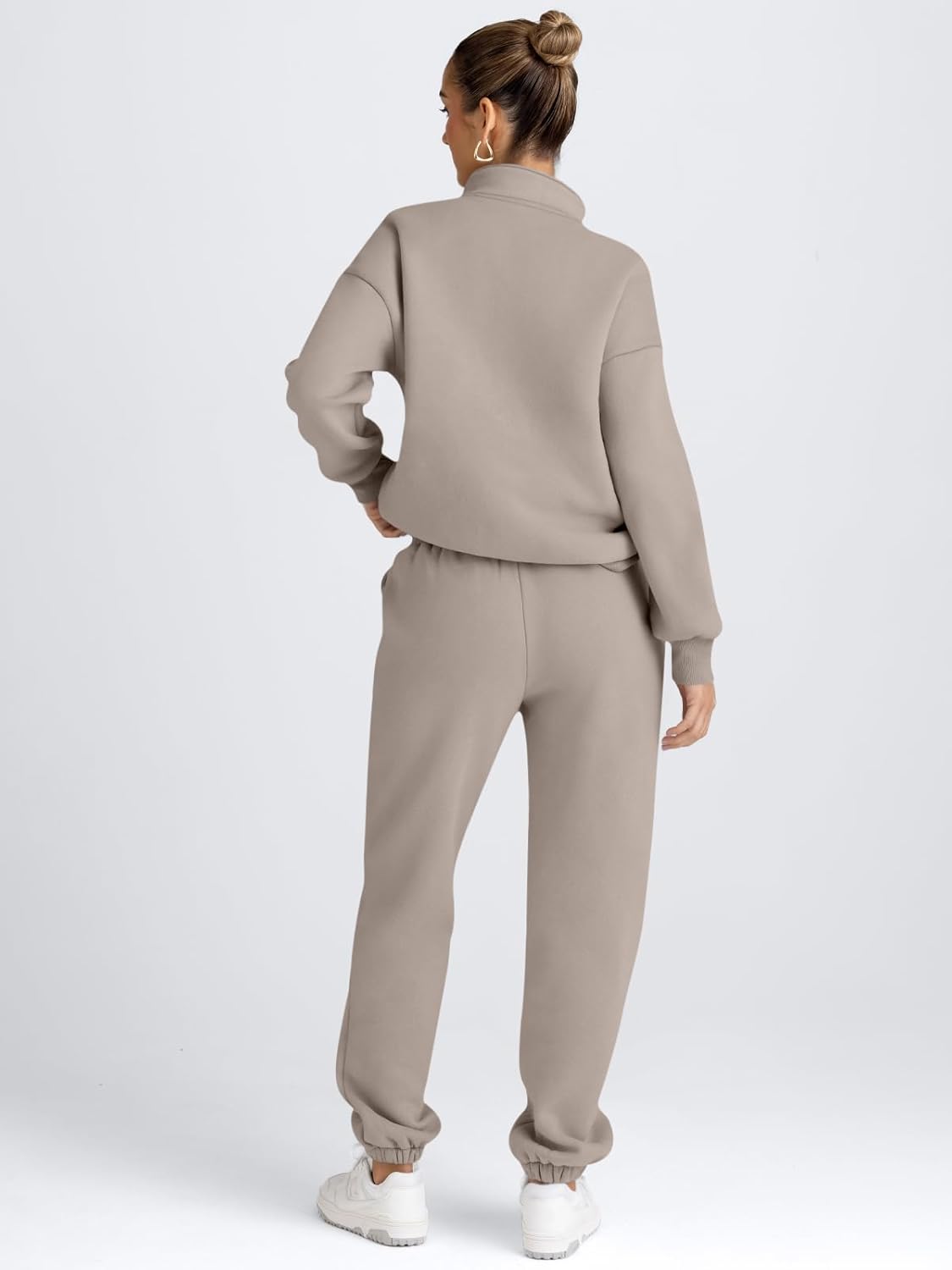 AUTOMET Women's Sweatsuits 2 Piece Outfits Lounge Sets Long Sleeve Half Zip Pullover and Baggy Sweatpants with Pockets