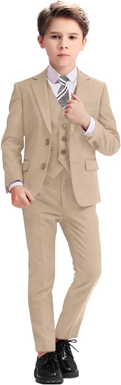Boys Suits 5 Piece Slim Fit Suit for Kids Formal Ring Bearer Suits