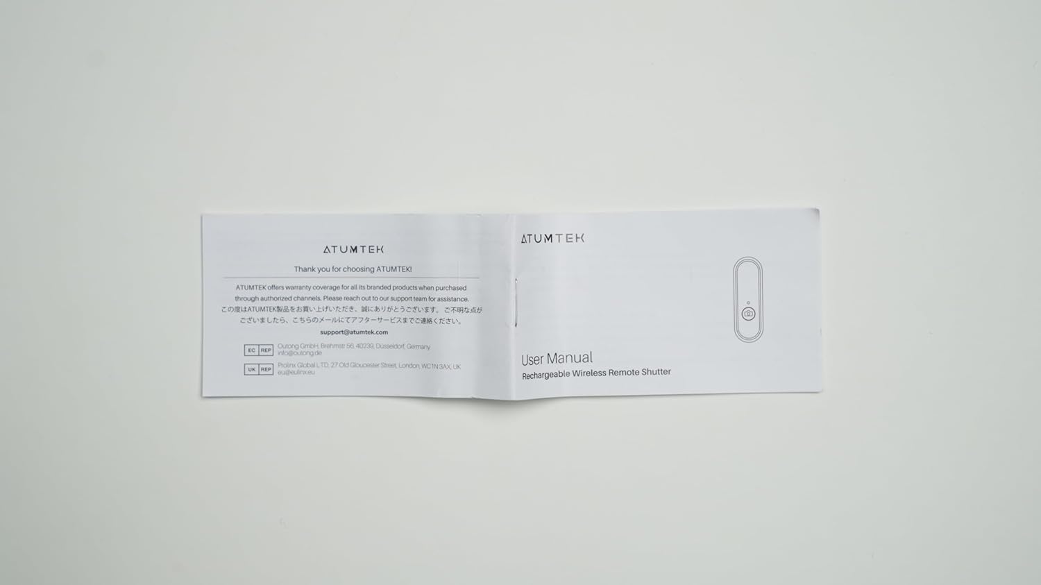 ATUMTEK Bluetooth Remote Shutter, Carbon Fiber Design, Rechargeable Camera Remote Control for iOS & Android Smartphones, Compact and Portable, with Type-C Charging, 10m Remote Range, Bluetooth 5.0