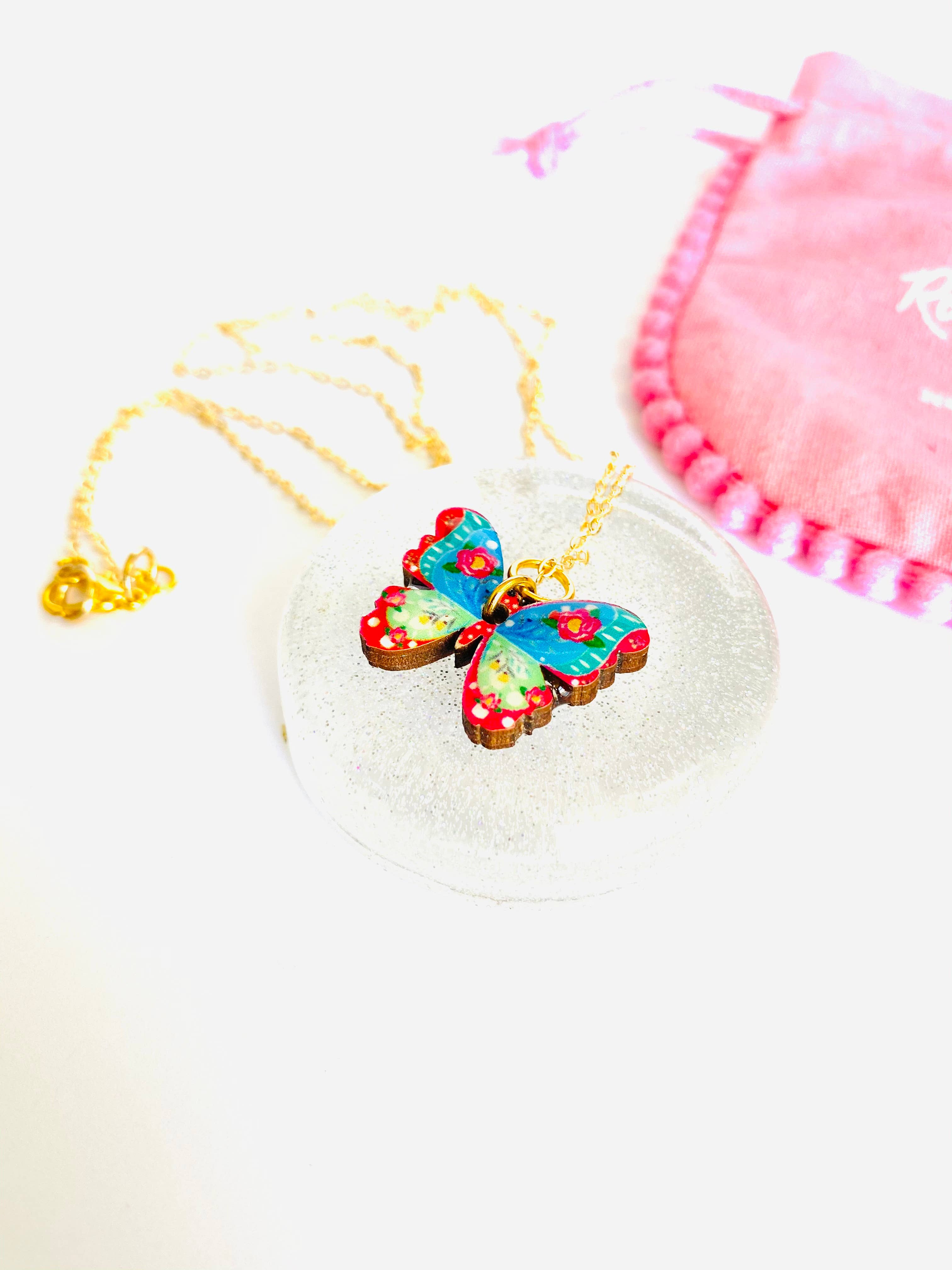 Butterfly Necklace on Gold Chain by Rosie Rose Parker