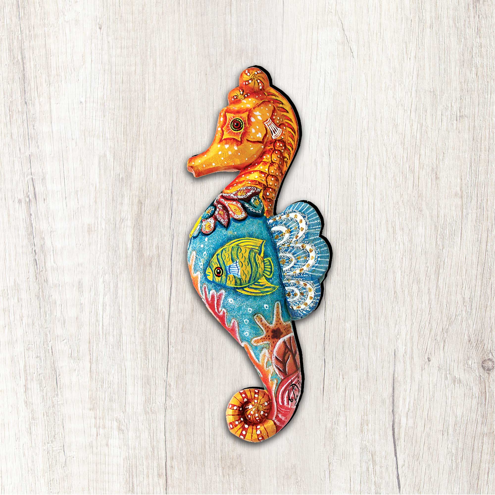 Seahorse Beach House Coastal Door Decor by G. DeBrekht - Coastal Holiday Decor - 8126111H