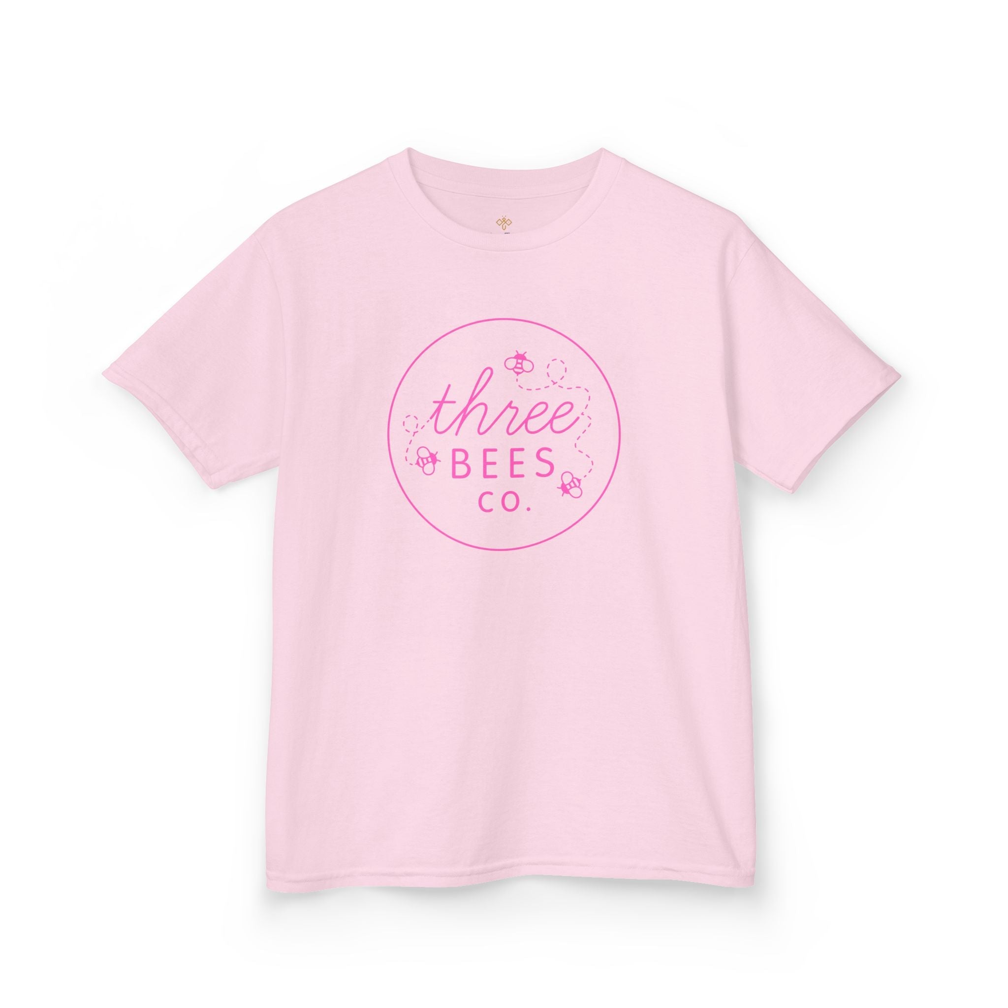 Kids Heavy Cotton Gildan Three Bees Classic Logo in Pink Hive Tee