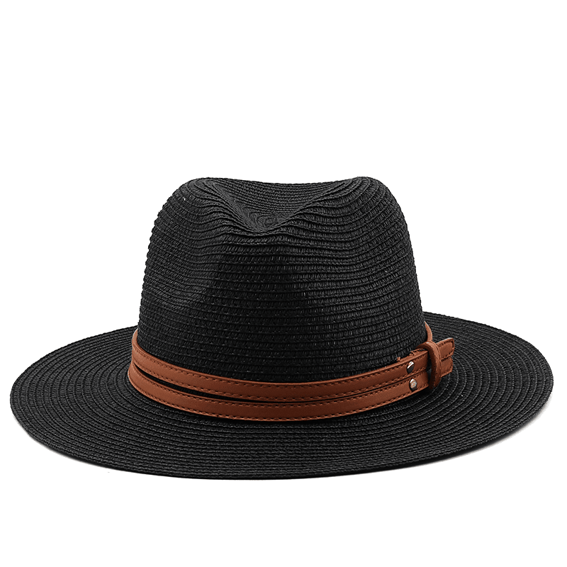 54-58-60CM Womens Summer Panama Hats Wide Brim Straw Sun Hat Beach Hat For Men Fashion UPF UV Protection Fedoras Cap For Travel