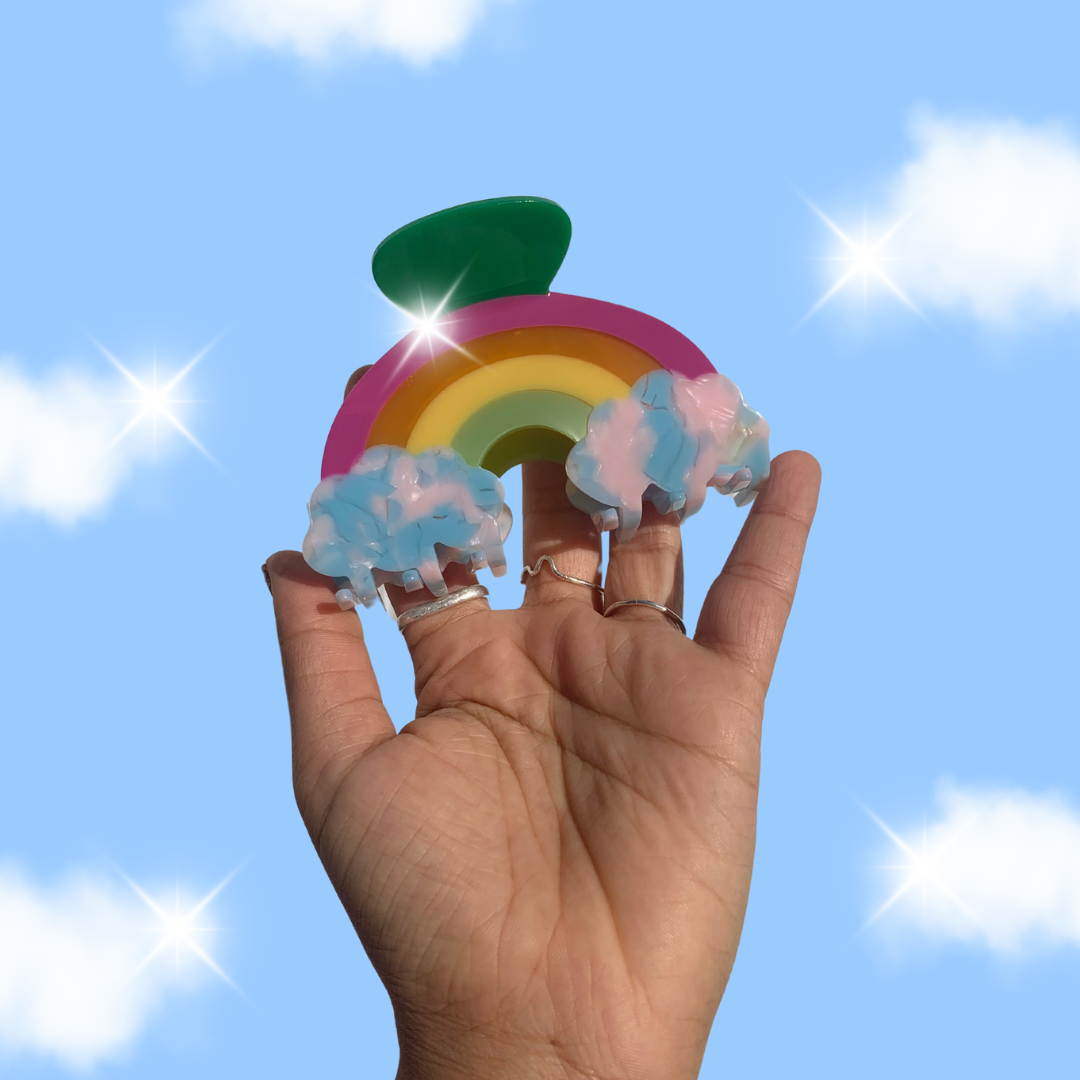 Rainbow Acetate Hair Claw