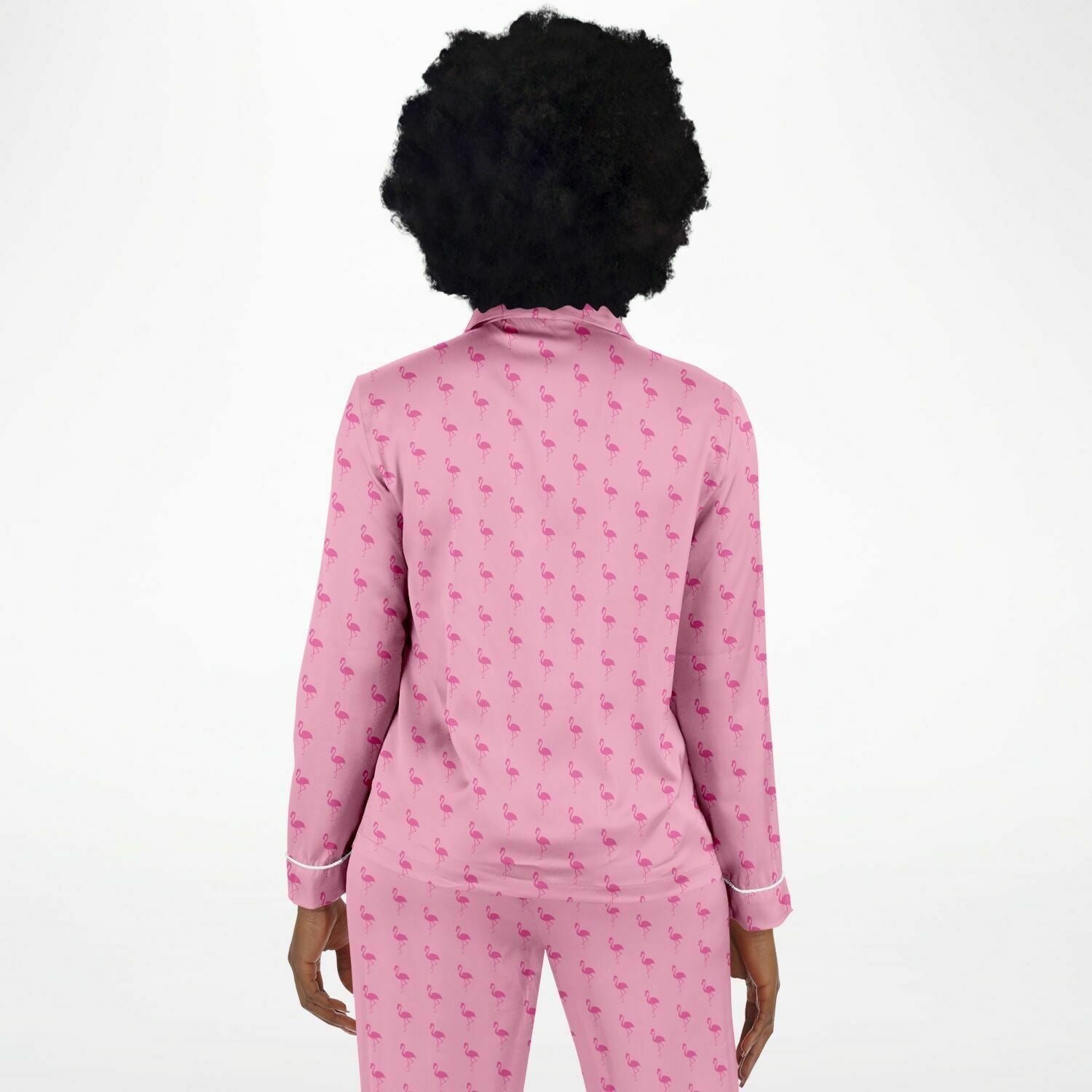 Simple Pink Flamingo Satin Pajamas