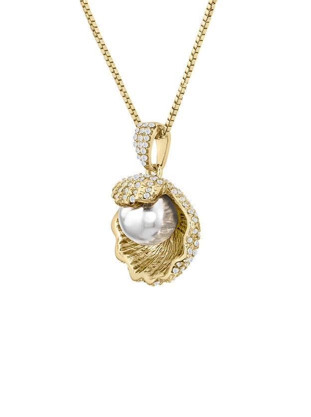 Pave Shell Pendant Necklace