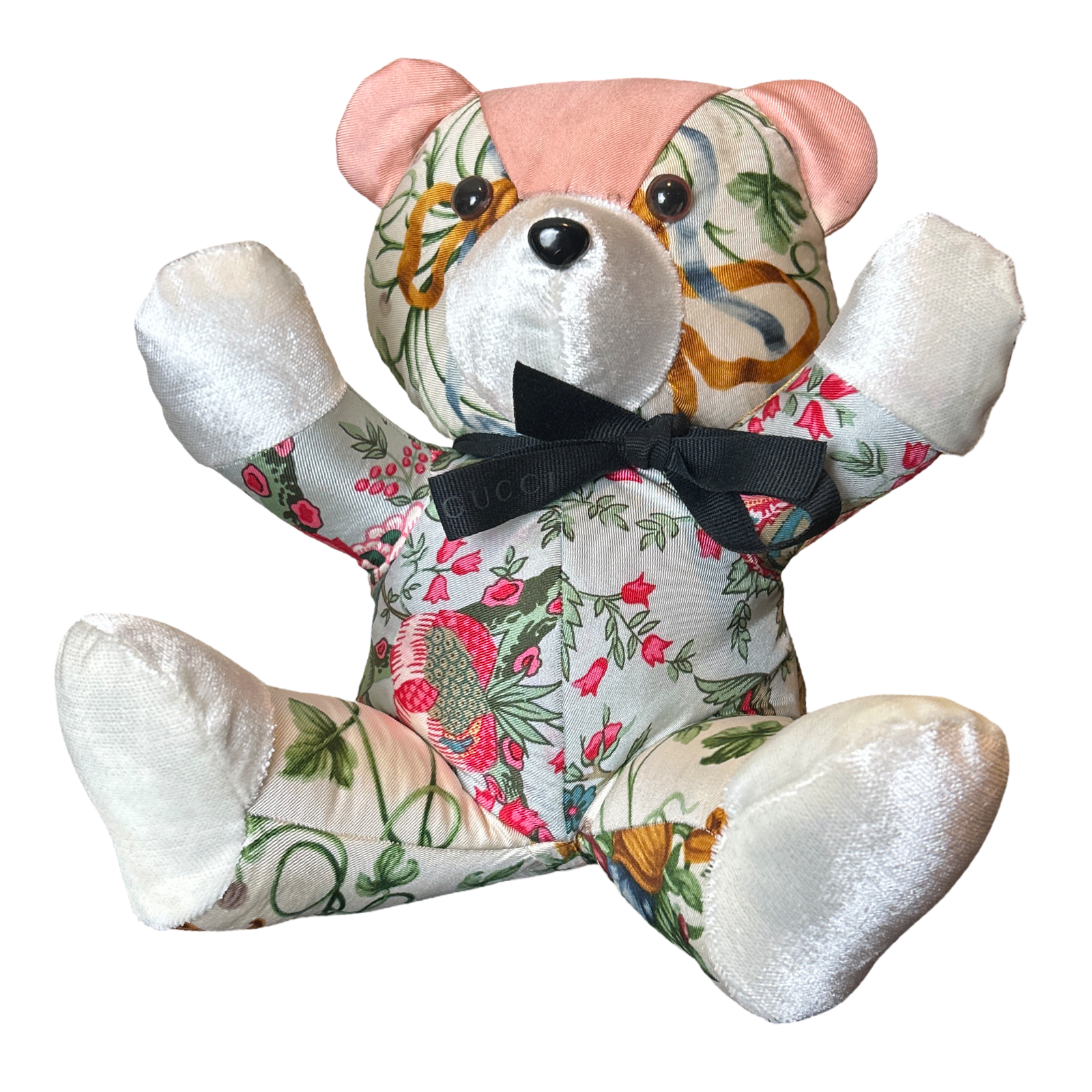 Chinoiserie Vintage Silk Scarf Patchwork Teddy Bear