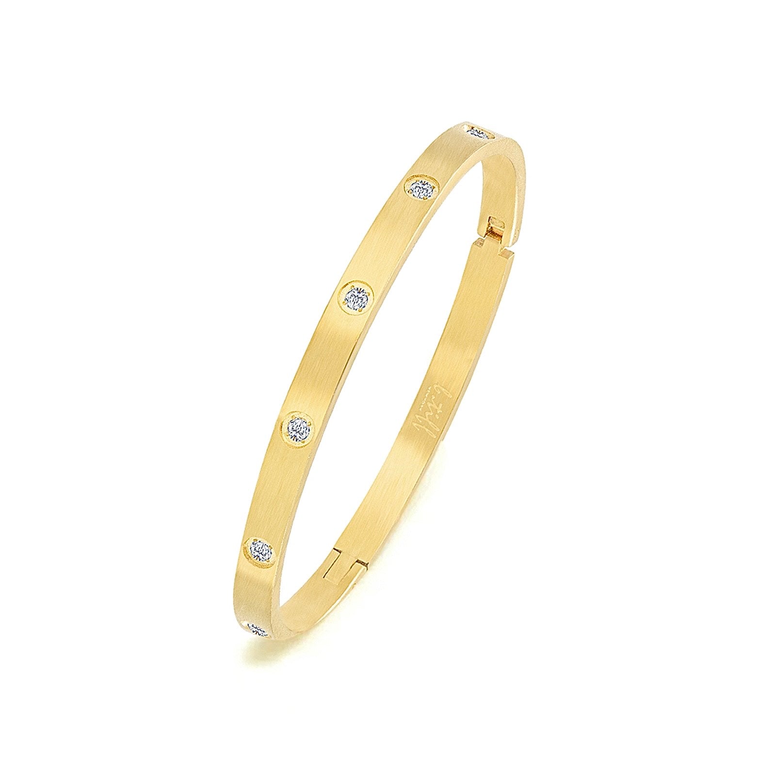 BG308G B.Tiff 8-Stone Matte Gold Bangle Bracelet