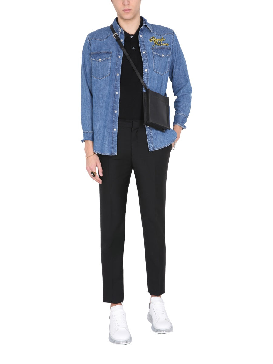 Alexander Mcqueen Men Shirt With Embroidered Logo