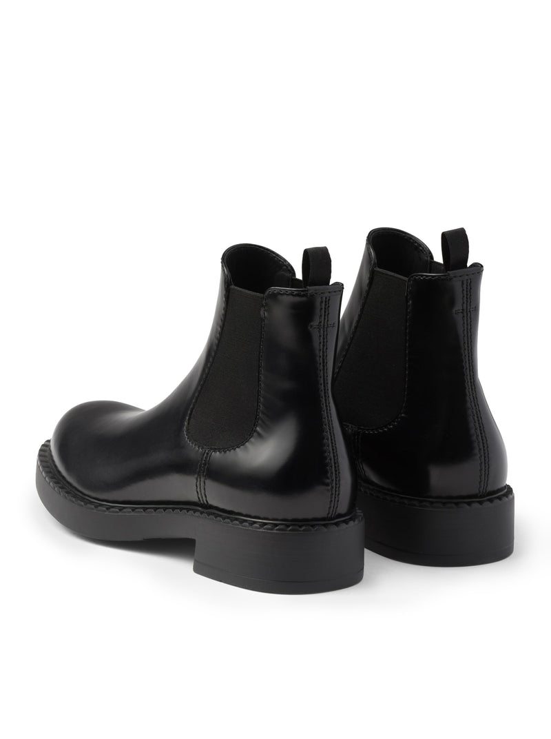 Prada Men Brushed Leather Chelsea Boots