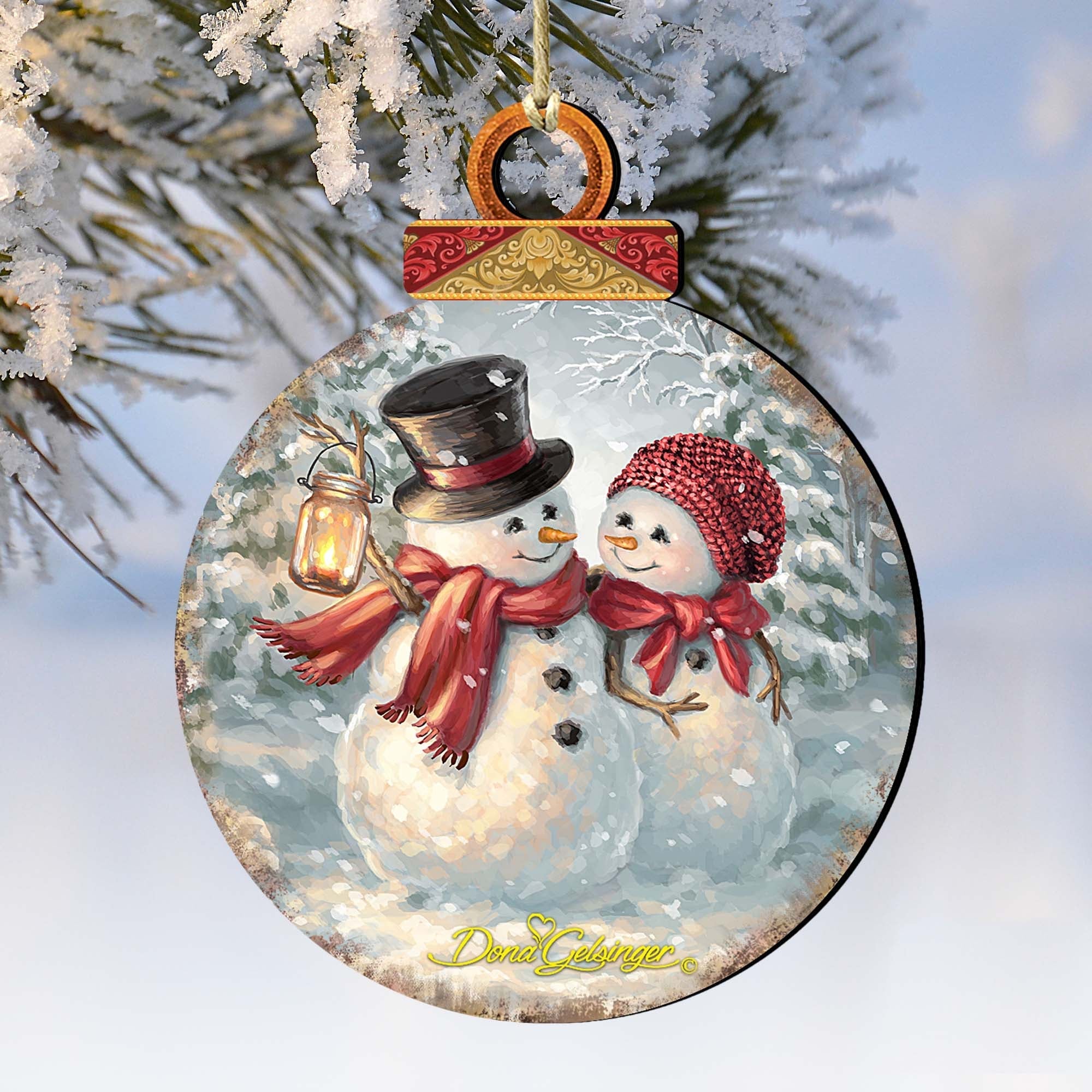 Snow Much in Love Couple Wooden Ornaments by Gelsinger - Christmas Santa Snowman Decor - 8021018-1708