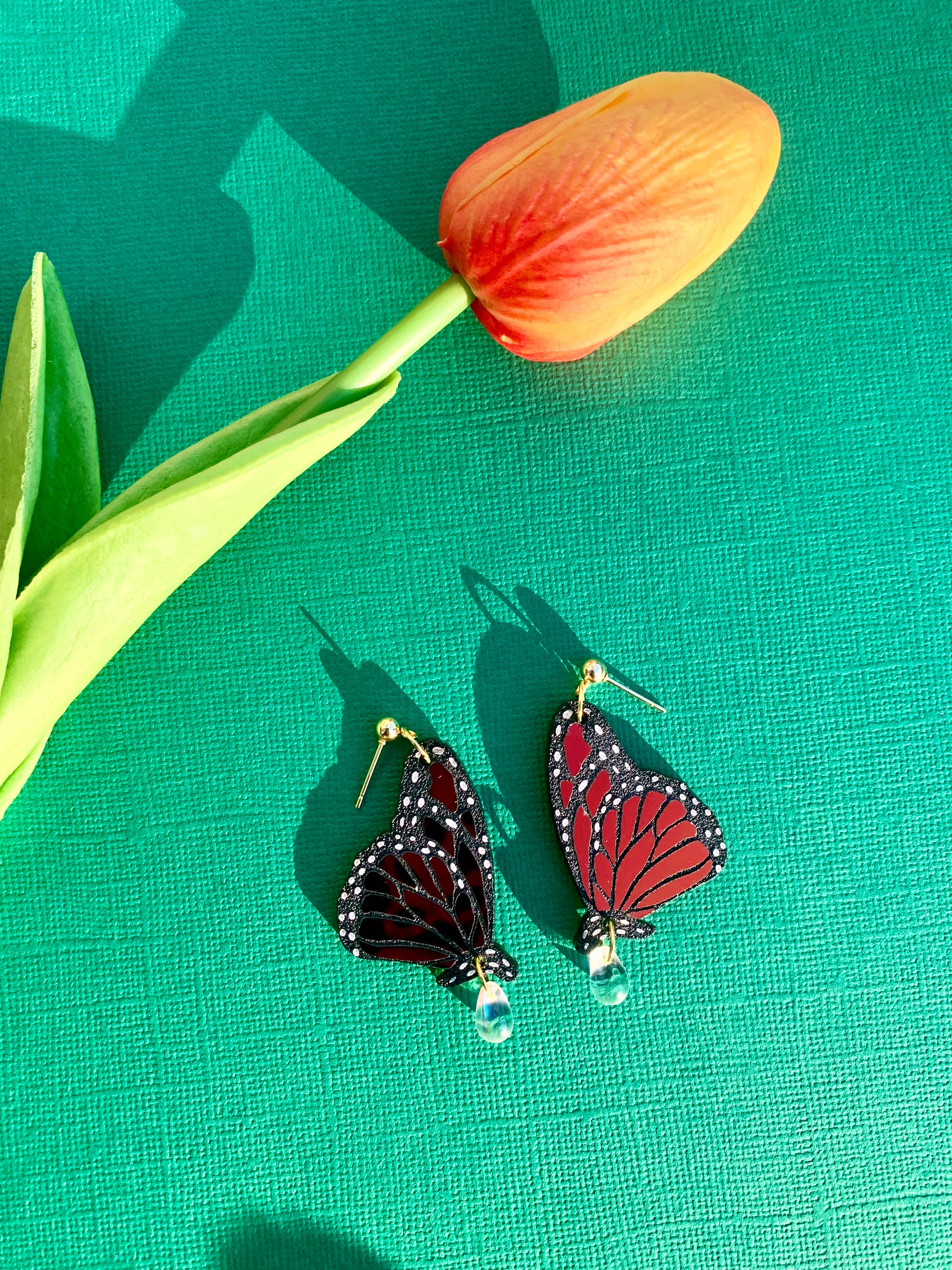 Garden Queen Acrylic Monarch Statement Earrings