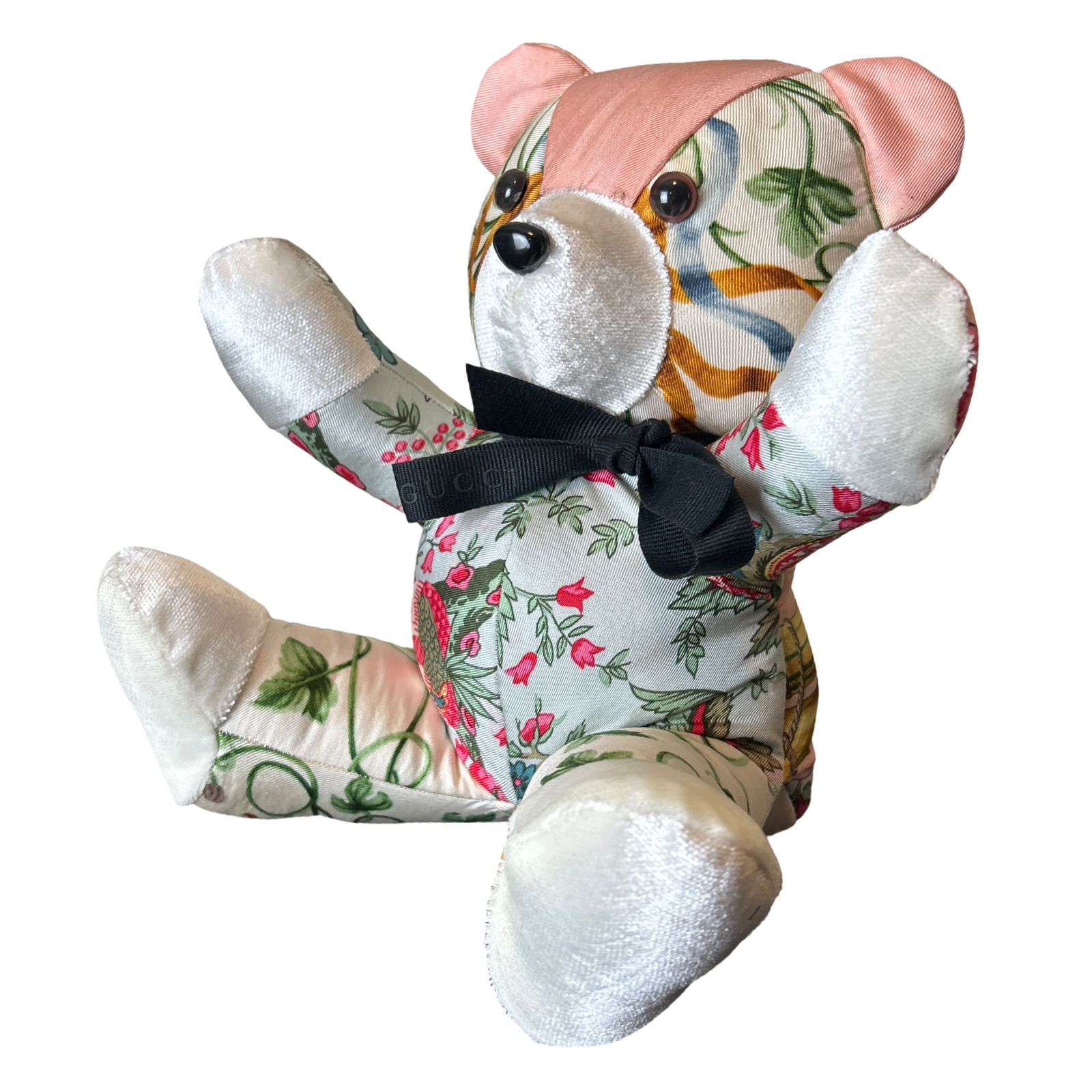 Chinoiserie Vintage Silk Scarf Patchwork Teddy Bear