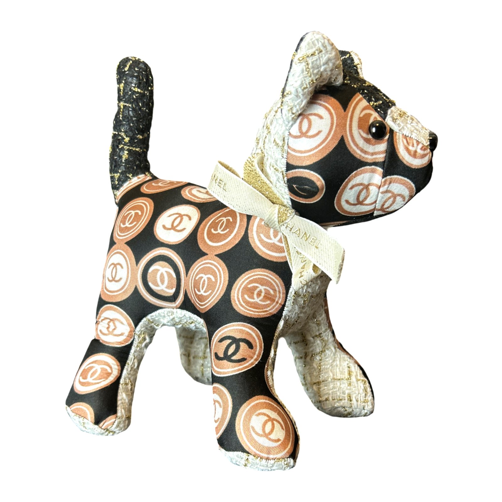 CC Monogram Vintage Silk Scarf Patchwork Kitten