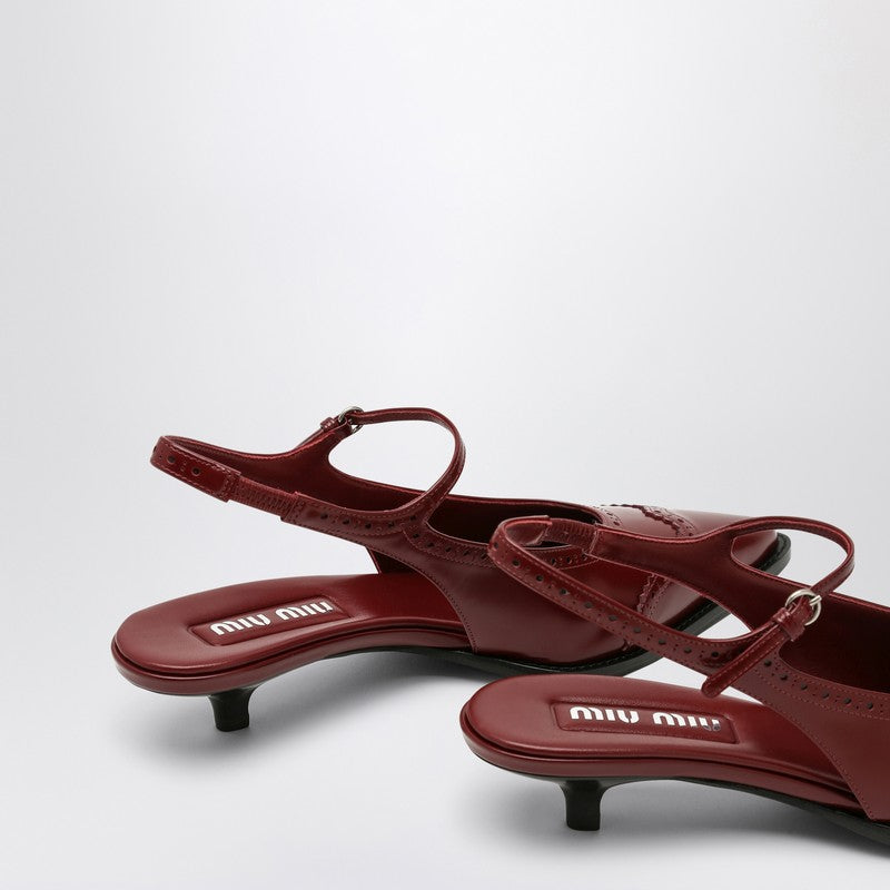 Miu Miu Brogue Bordeax Brushed Leather Pumps Women