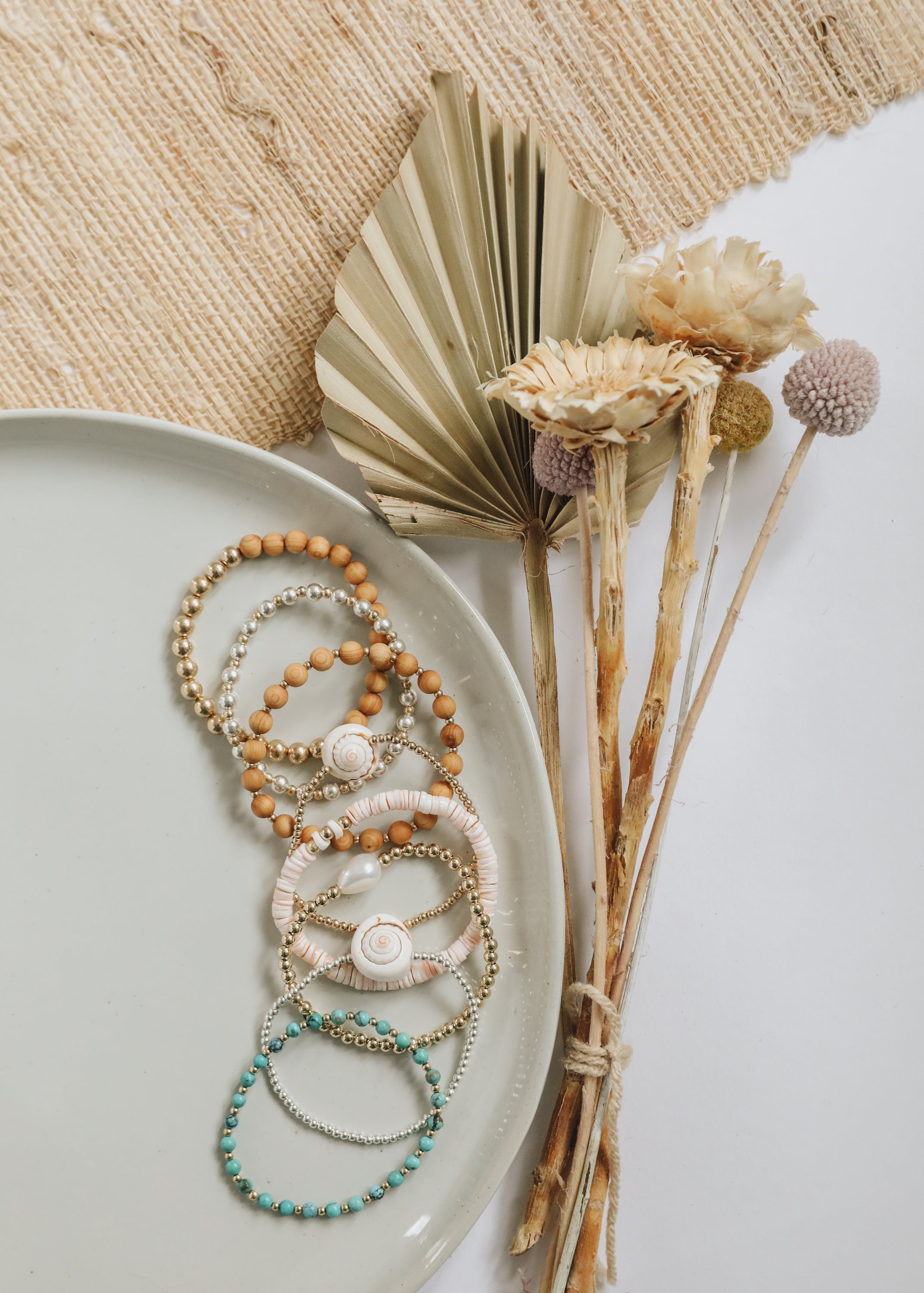 Cypress Wood : 14k Gold Filled Sun + Moon || Stretch Bracelet